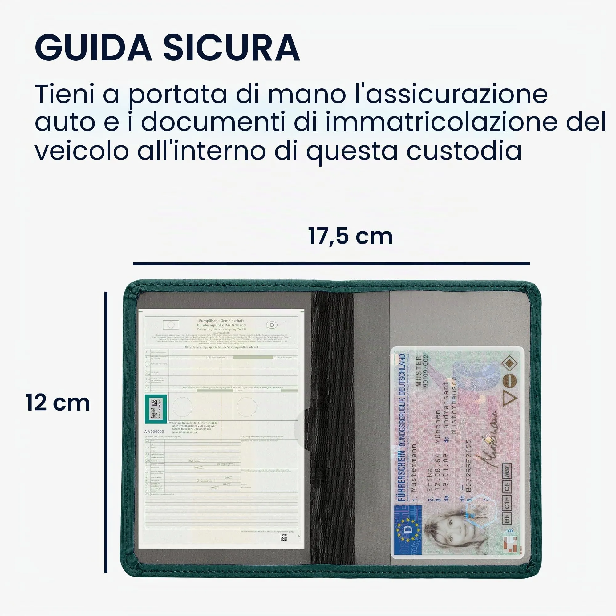 kwmobile Custodia in Neoprene per Libretto di Circolazione e Patente, Petrolio - immagine 4