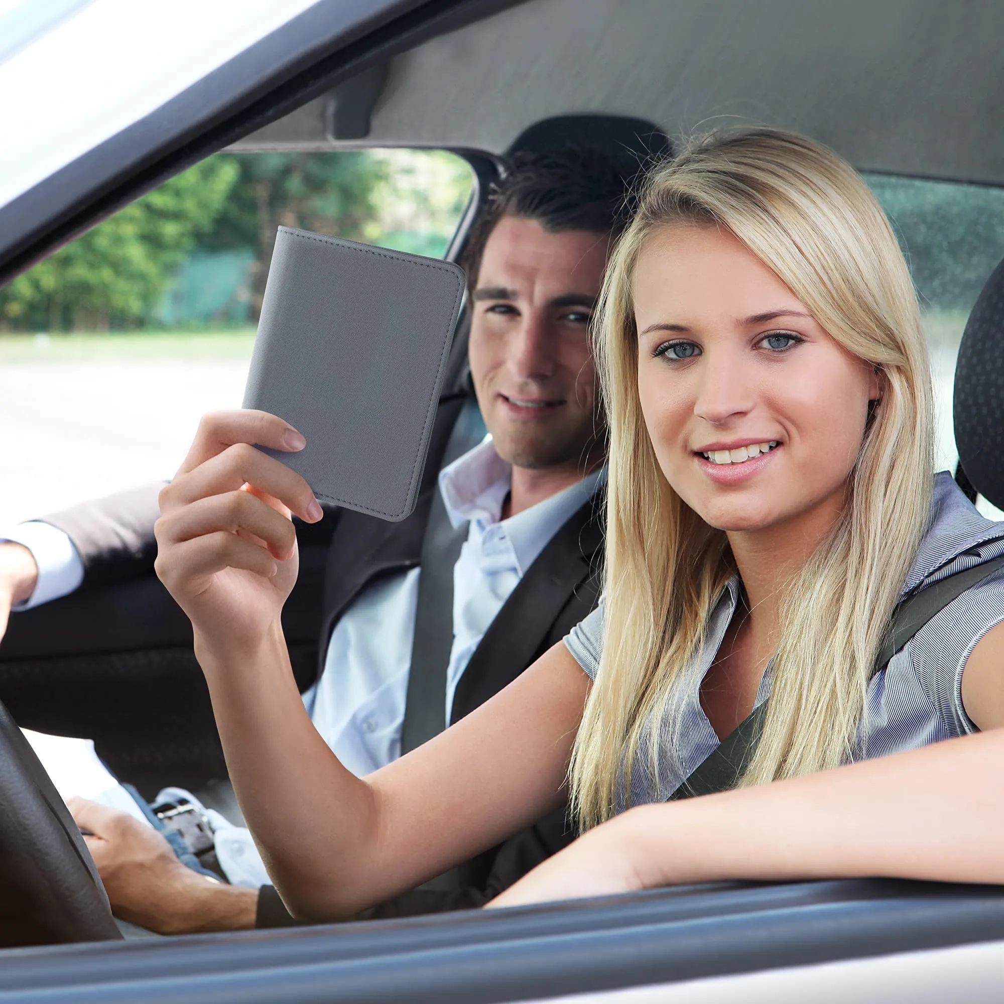 kwmobile Custodia in Neoprene per Libretto di Circolazione e Patente, Grigio Blu - immagine 2