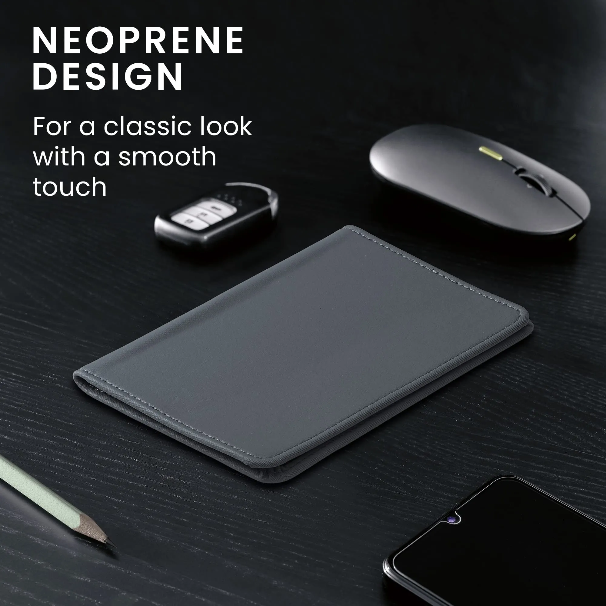 kwmobile Custodia in Neoprene per Libretto di Circolazione e Patente, Grigio Blu - immagine 3