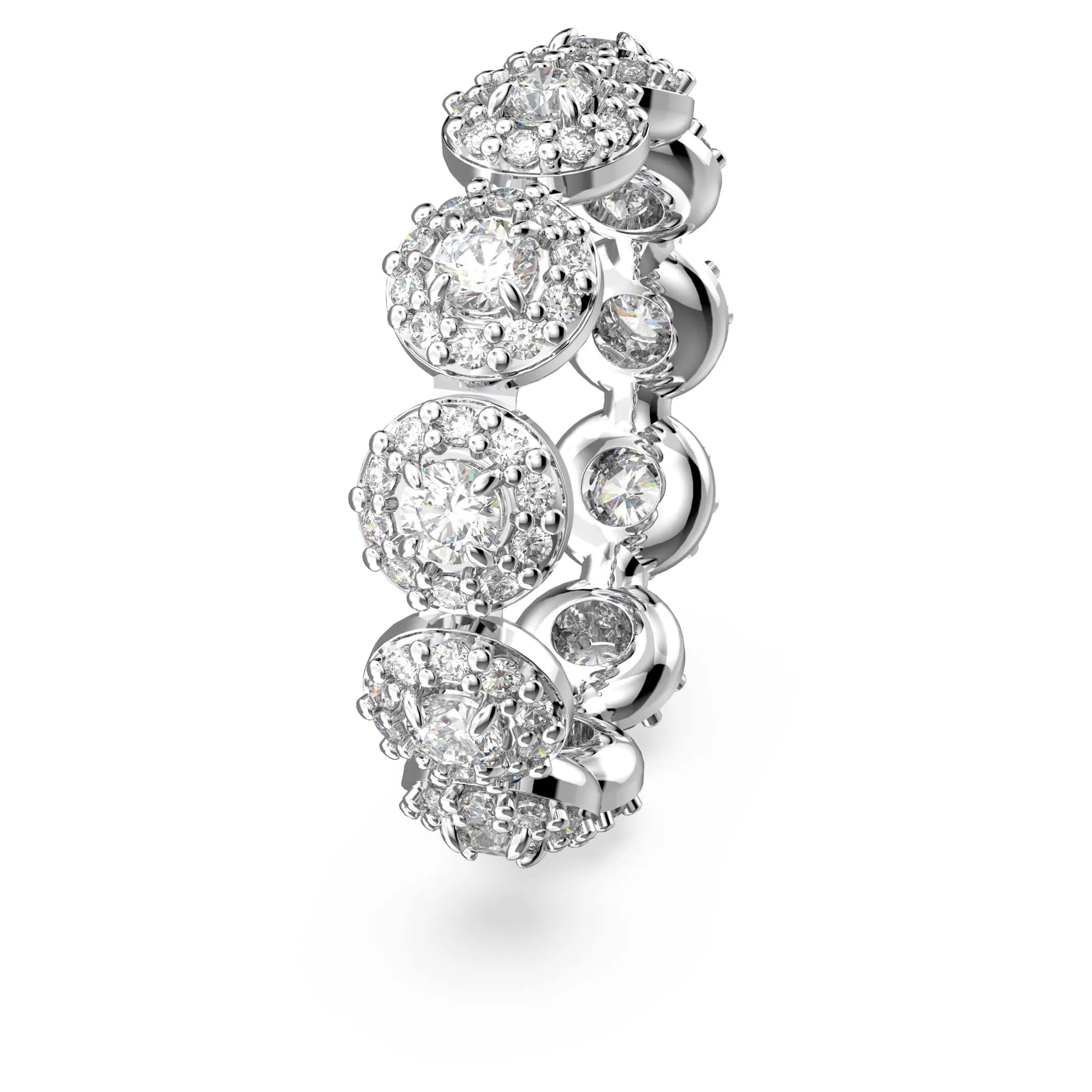 Swarovski Una Angelic Anello, Taglio Round, Bianco, Placcato Rodio - immagine 3