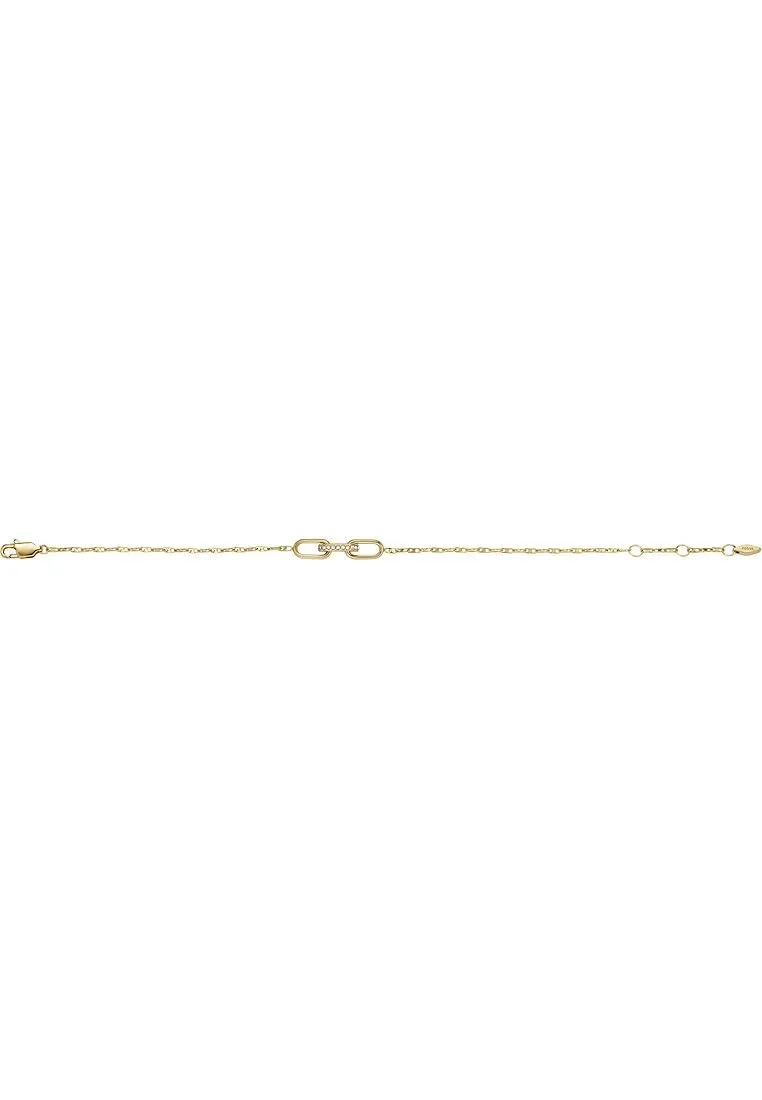 Fossil Bracciale a catena sottile da donna in acciaio inox, oro lucido - immagine 2