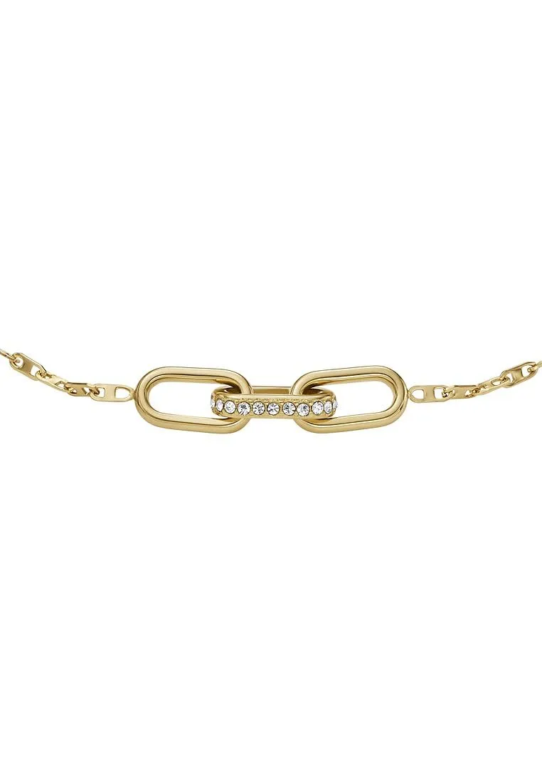 Fossil Bracciale a catena sottile da donna in acciaio inox, oro lucido - immagine 3