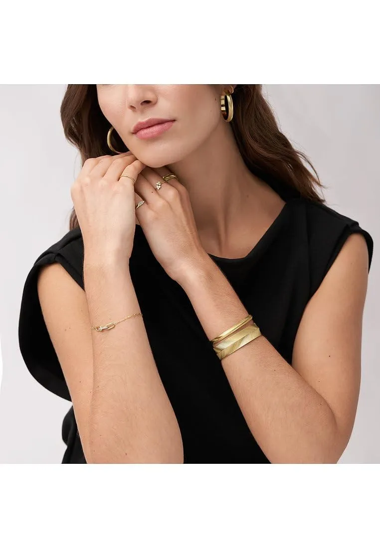 Fossil Bracciale a catena sottile da donna in acciaio inox, oro lucido - immagine 5