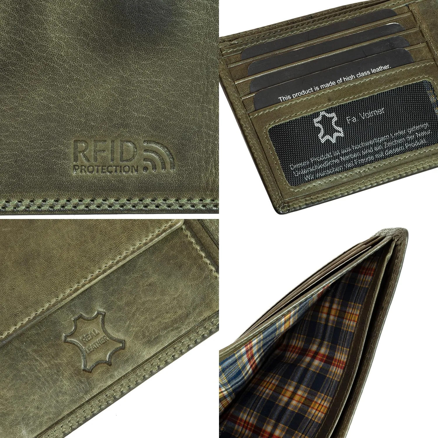 Fa.Volmer Portafoglio in Pelle da Uomo con Protezione RFID, Sottile, Classico - immagine 4