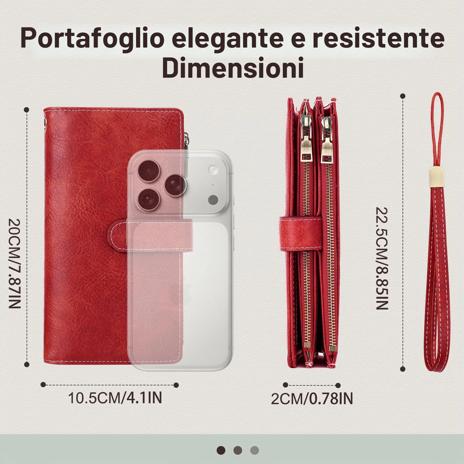 VOBUKE Portafoglio Donna in Pelle Vintage con Blocco RFID, 16 Porta Carte, 5 Scomparti Banconote, Cerniera e Tracolla Staccabile - immagine 5
