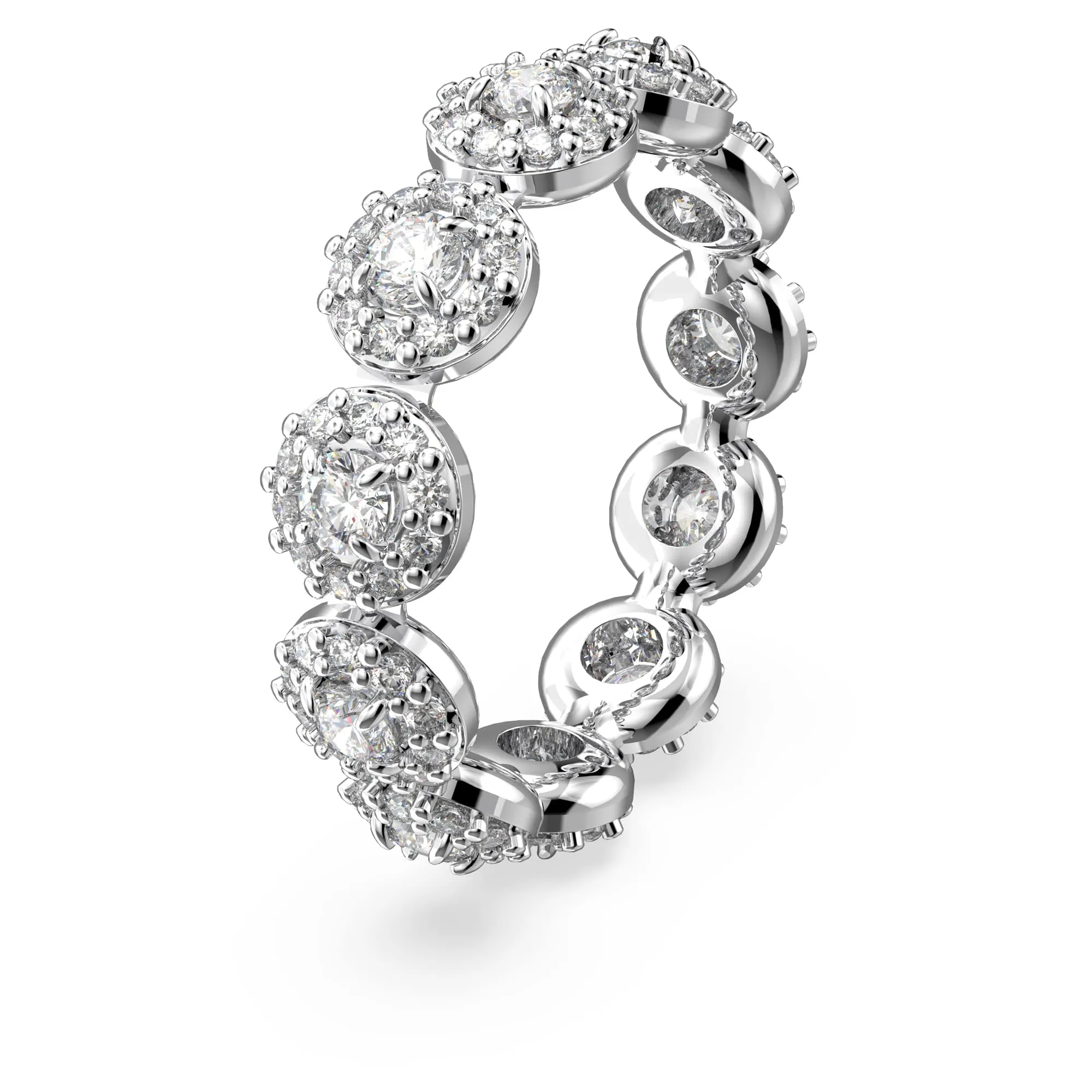 Swarovski Una Angelic Anello, Taglio Round, Bianco, Placcato Rodio - immagine 2