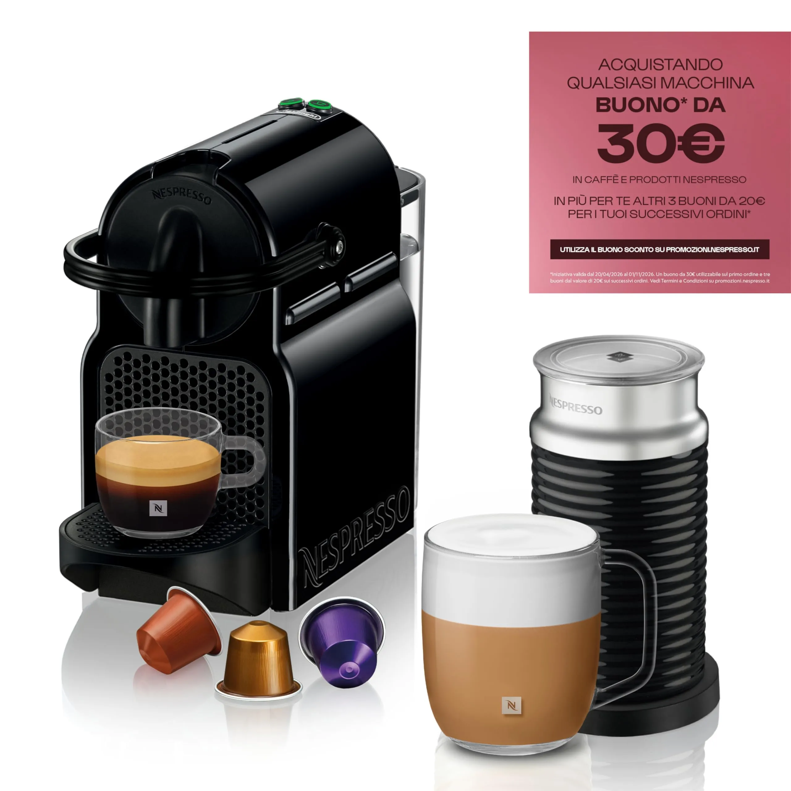 Nespresso DeLonghi Inissia EN80.BAE Schwarz inkl. Aeroccino - immagine 2