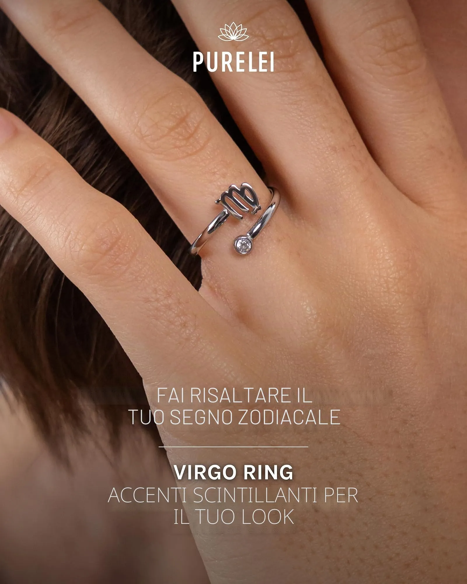 Purelei Anello Zodiaco in acciaio inox, regolabile taglia 50-60, Gemma - immagine 2