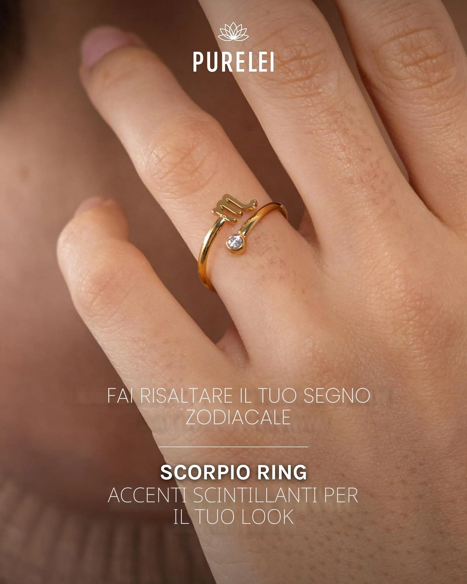 Purelei Anello Zodiaco in acciaio inox, regolabile taglia 50-60, Gemma - immagine 2