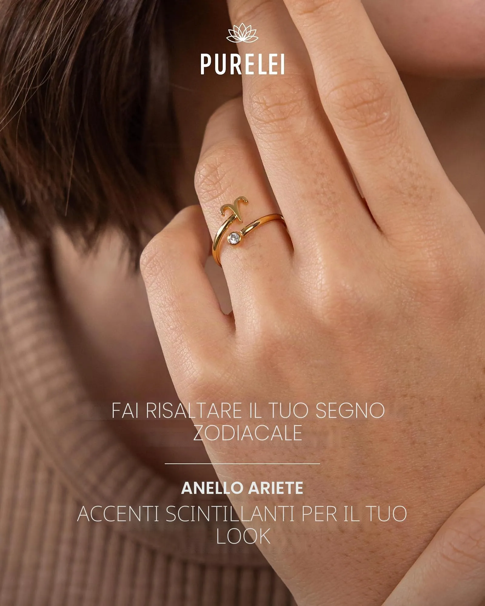 Purelei Anello di Costellazione in Acciaio Inossidabile, Regolabile Taglia 50-60, Pietra - immagine 2