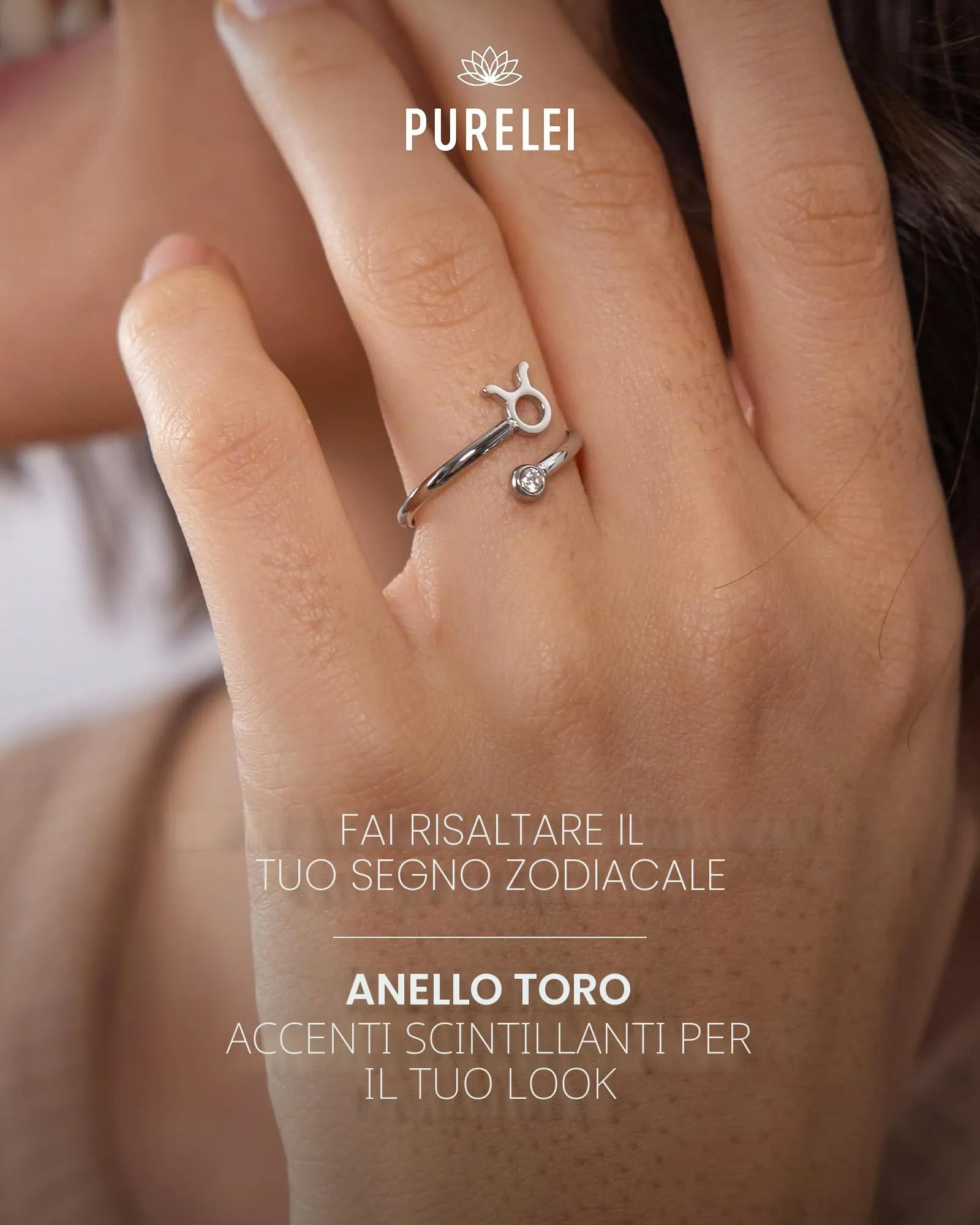 Purelei Anello Zodiaco in Acciaio Inox, Regolabile Taglia 50-60, Gemma - immagine 2