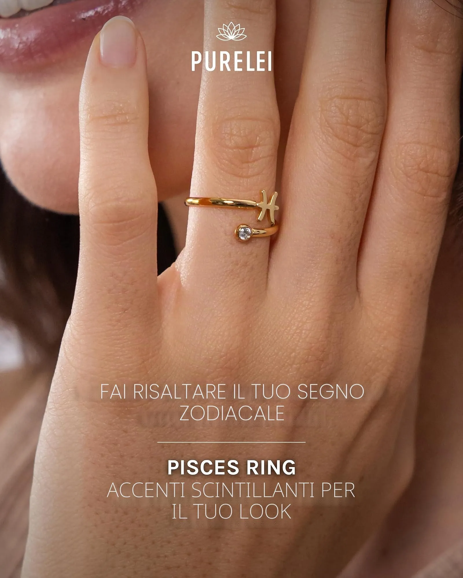 Purelei Anello Zodiaco in acciaio inox, regolabile taglia 50-60, Gemma - immagine 2