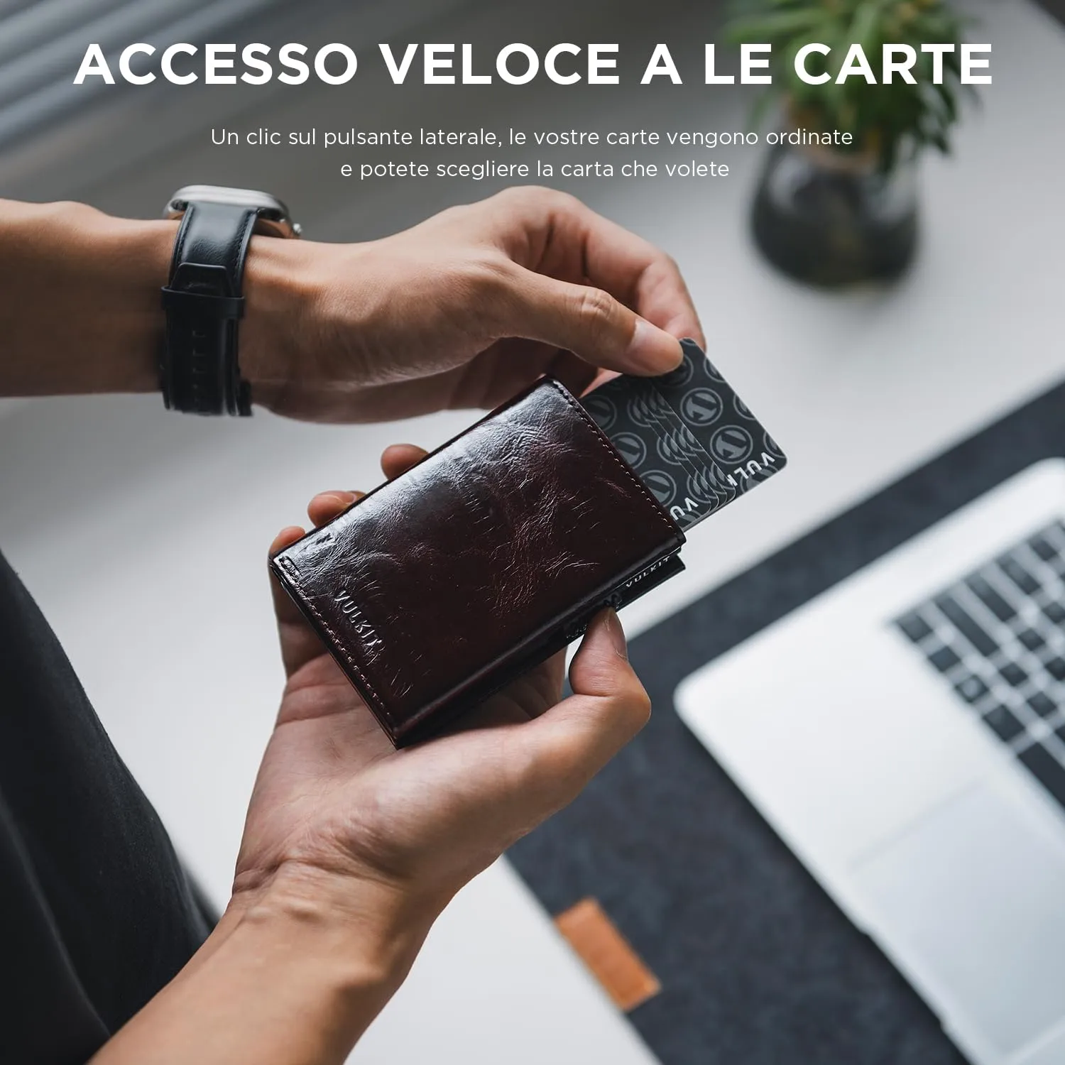 VULKIT Porta Carte in Vera Pelle Dutch Martin con Blocco RFID e Chiusura Magnetica - immagine 2