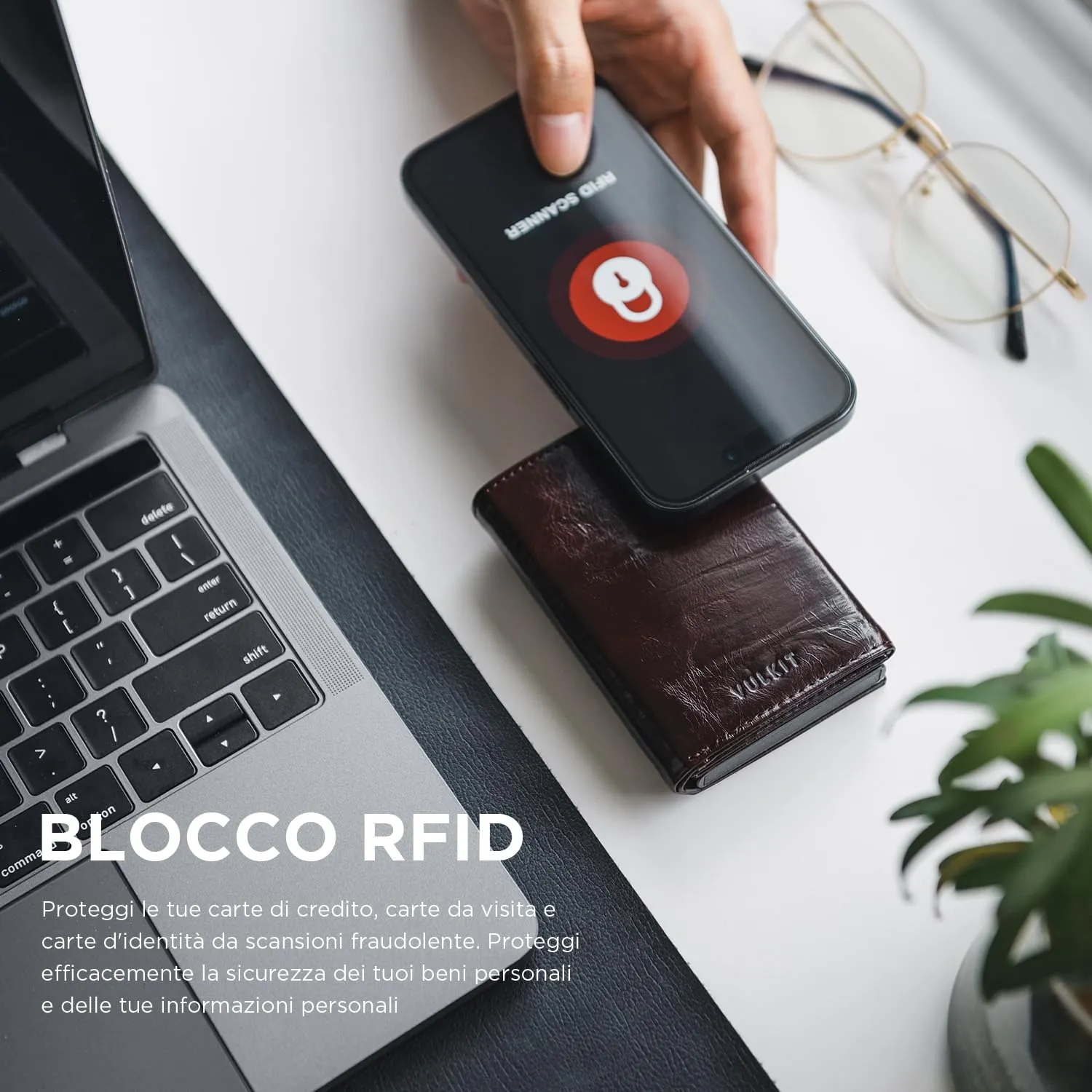 VULKIT Porta Carte in Vera Pelle Dutch Martin con Blocco RFID e Chiusura Magnetica - immagine 5