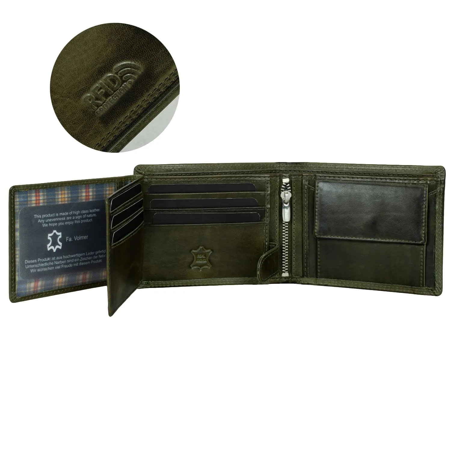 Fa.Volmer Portafoglio in Pelle da Uomo con Protezione RFID, Sottile, Classico - immagine 4