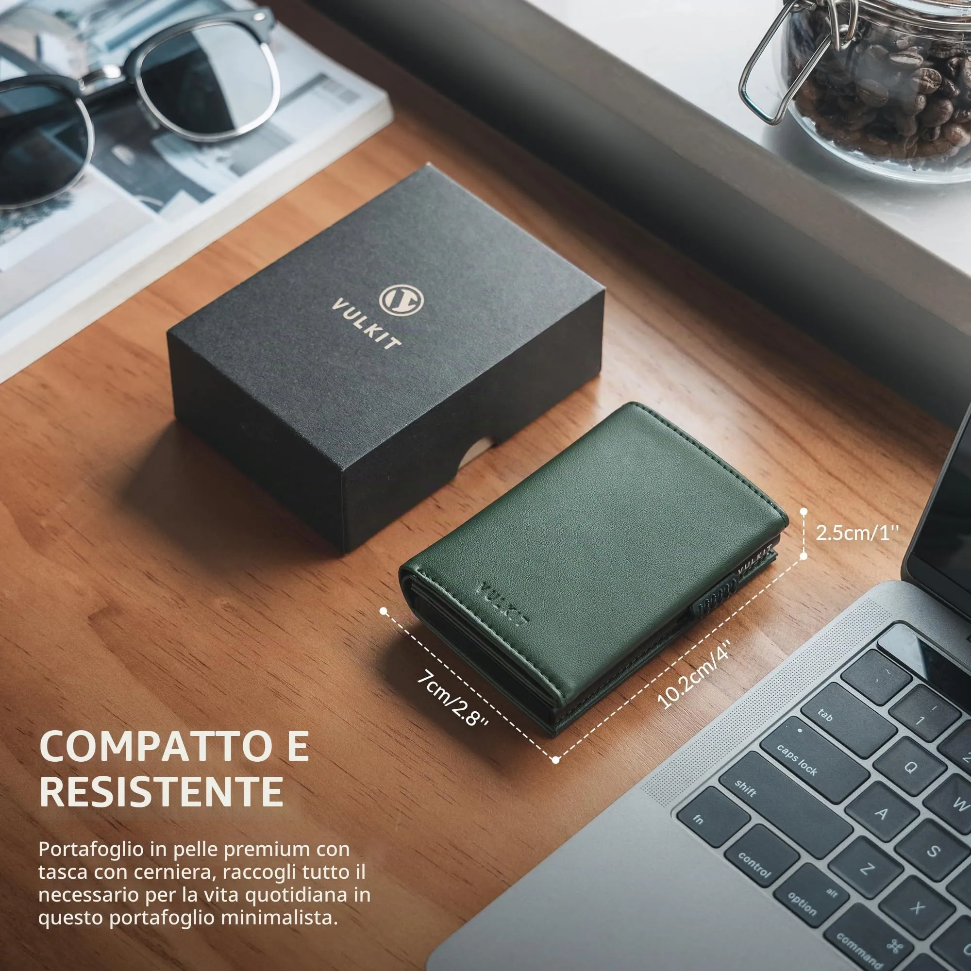 VULKIT Portafoglio Slim Portacarte in Pelle con Protezione RFID e Porta Monete VC302 - immagine 6
