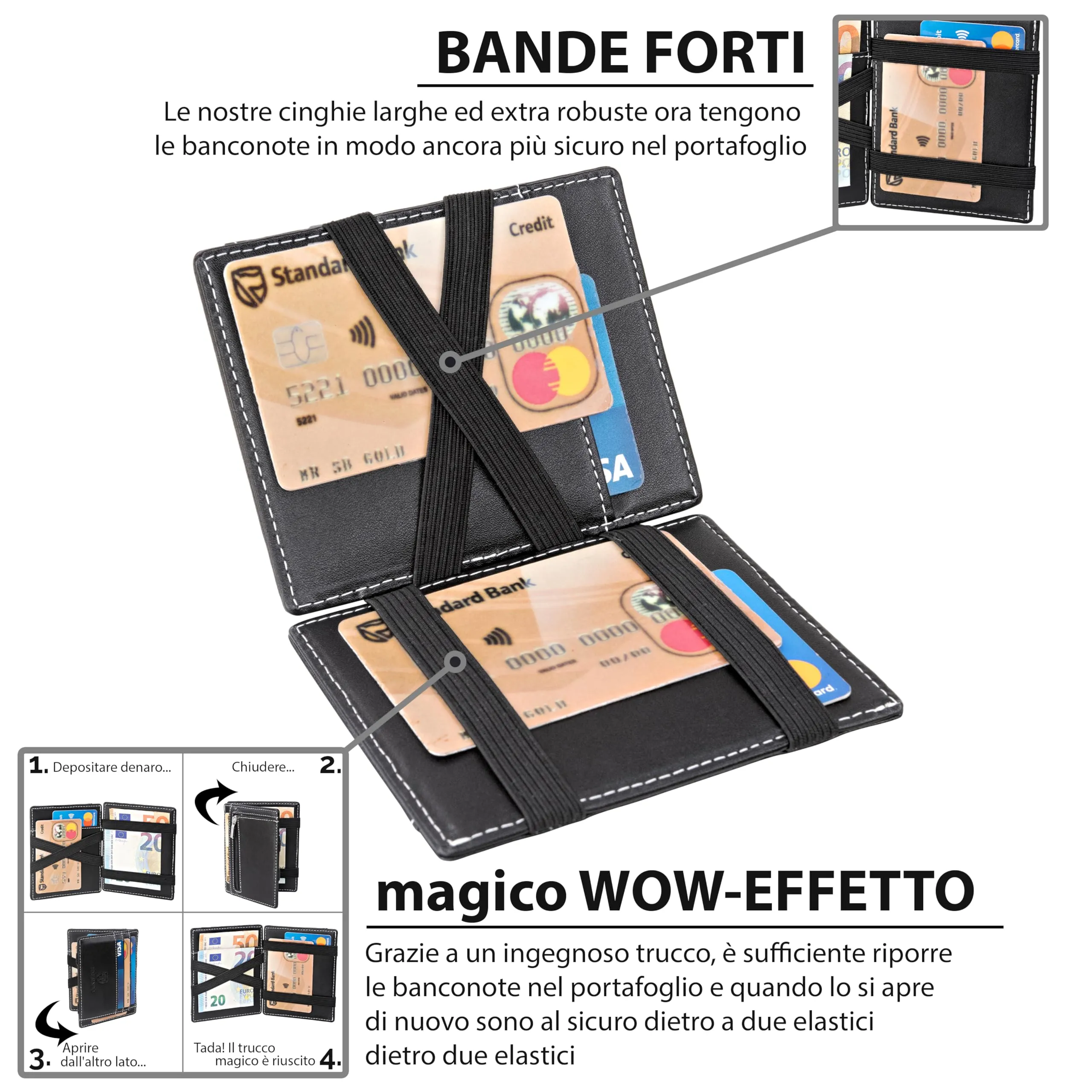 TRAVANDO Magic Wallet Portafoglio da Uomo Slim con Protezione RFID e Portamonete - immagine 3