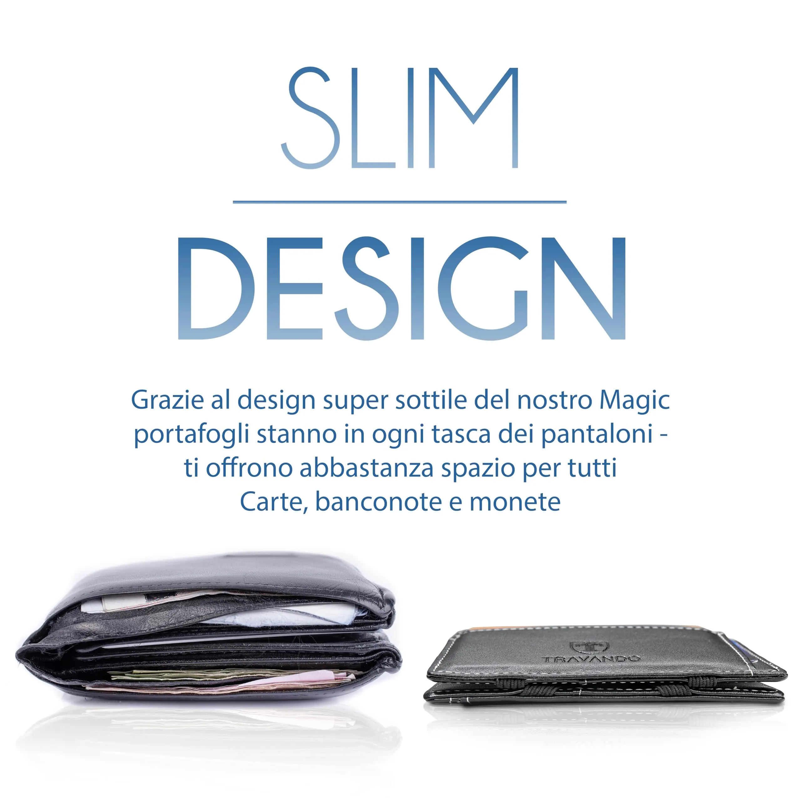TRAVANDO Magic Wallet Portafoglio da Uomo Slim con Protezione RFID e Portamonete - immagine 6