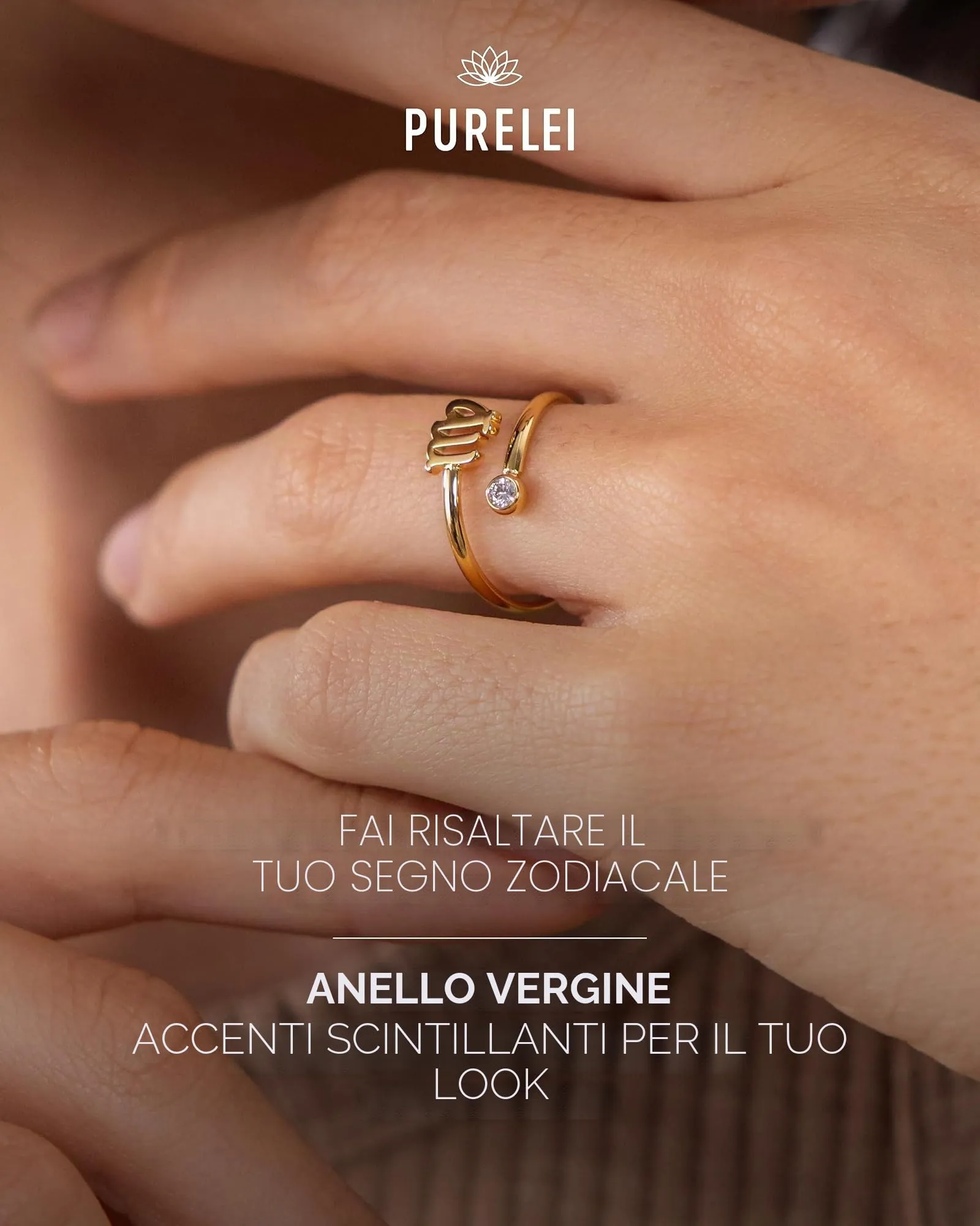 Purelei Anello Zodiaco in acciaio inox, regolabile taglia 60-66, Gemma - immagine 2