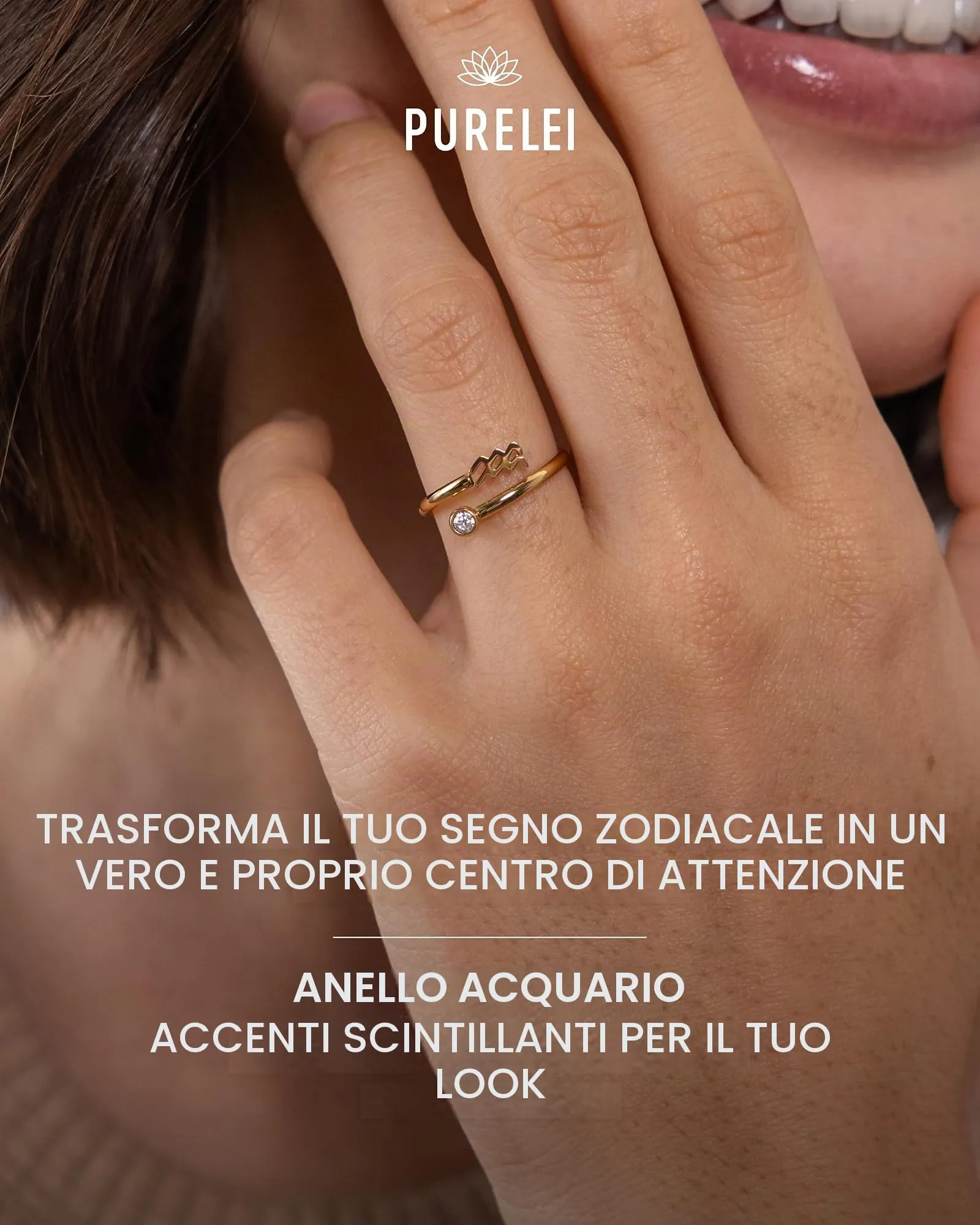 Purelei Anello Zodiaco in acciaio inox, regolabile taglia 60-66, Gemma - immagine 2