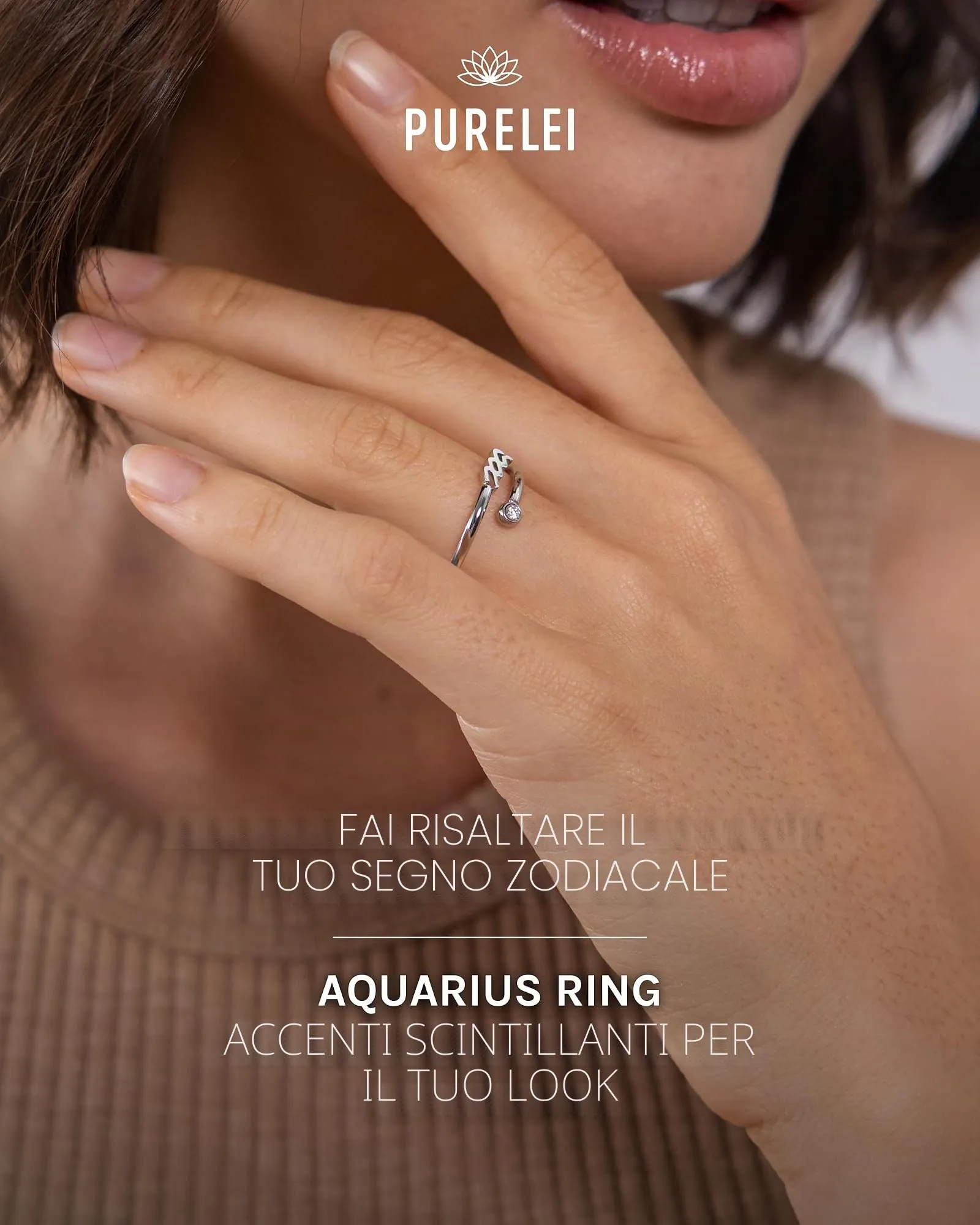 Purelei Anello Segno Zodiacale in Acciaio Inossidabile Regolabile, Taglia 60-66 cm - immagine 2