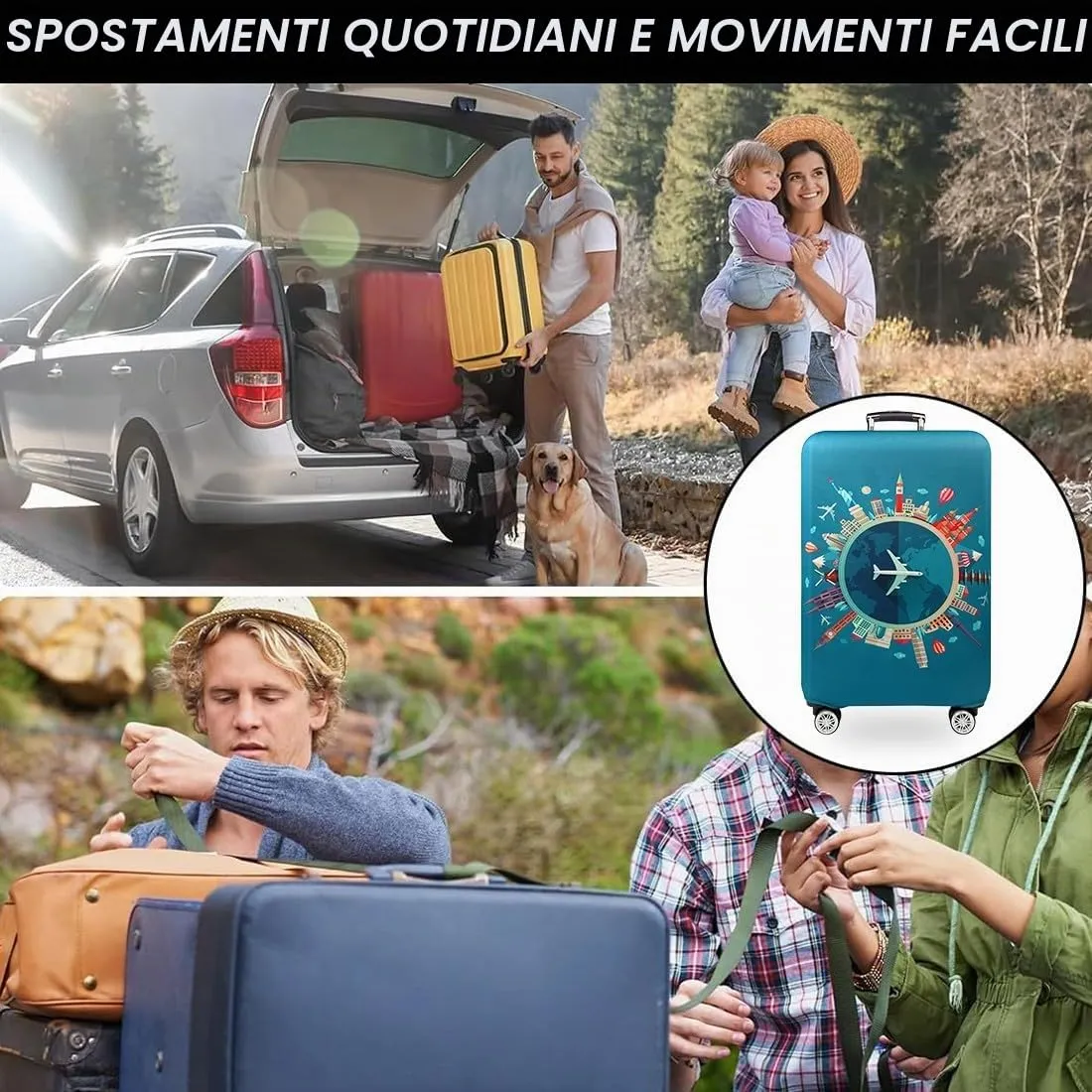 COYUN Copri Valigia in Poliestere Elastico Antigraffio e Anti-polvere, Multicolore, M - immagine 5