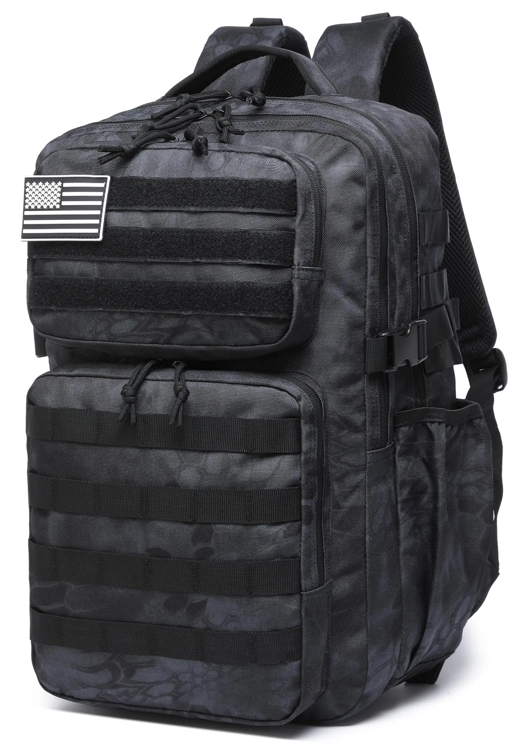 Wotony Zaino Tattico Militare Impermeabile con Sistema Molle, 35L, Python Black - immagine 3