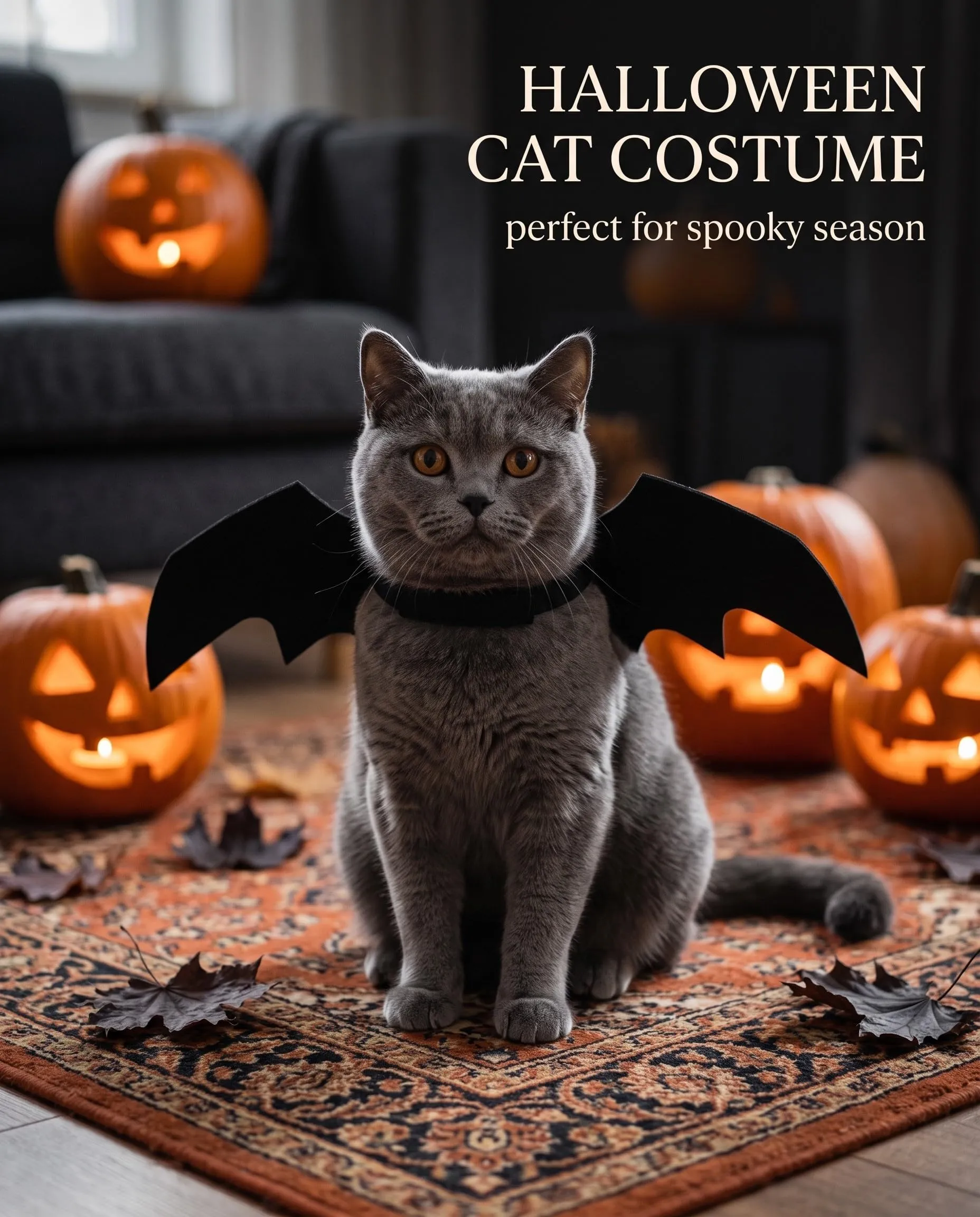 GBEDFO Costume da Pipistrello per Gatti e Piccoli Cani, Nero - immagine 2