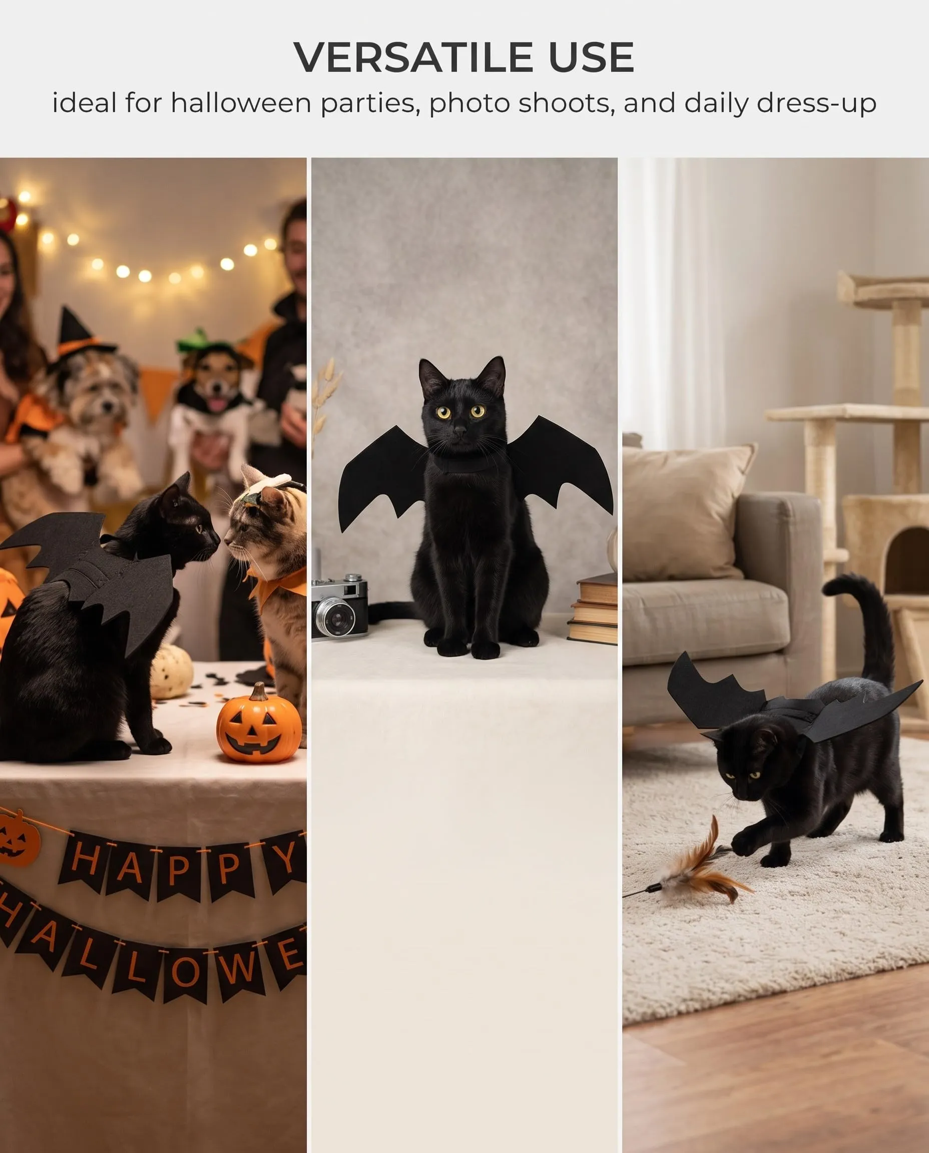 GBEDFO Costume da Pipistrello per Gatti e Piccoli Cani, Nero - immagine 5