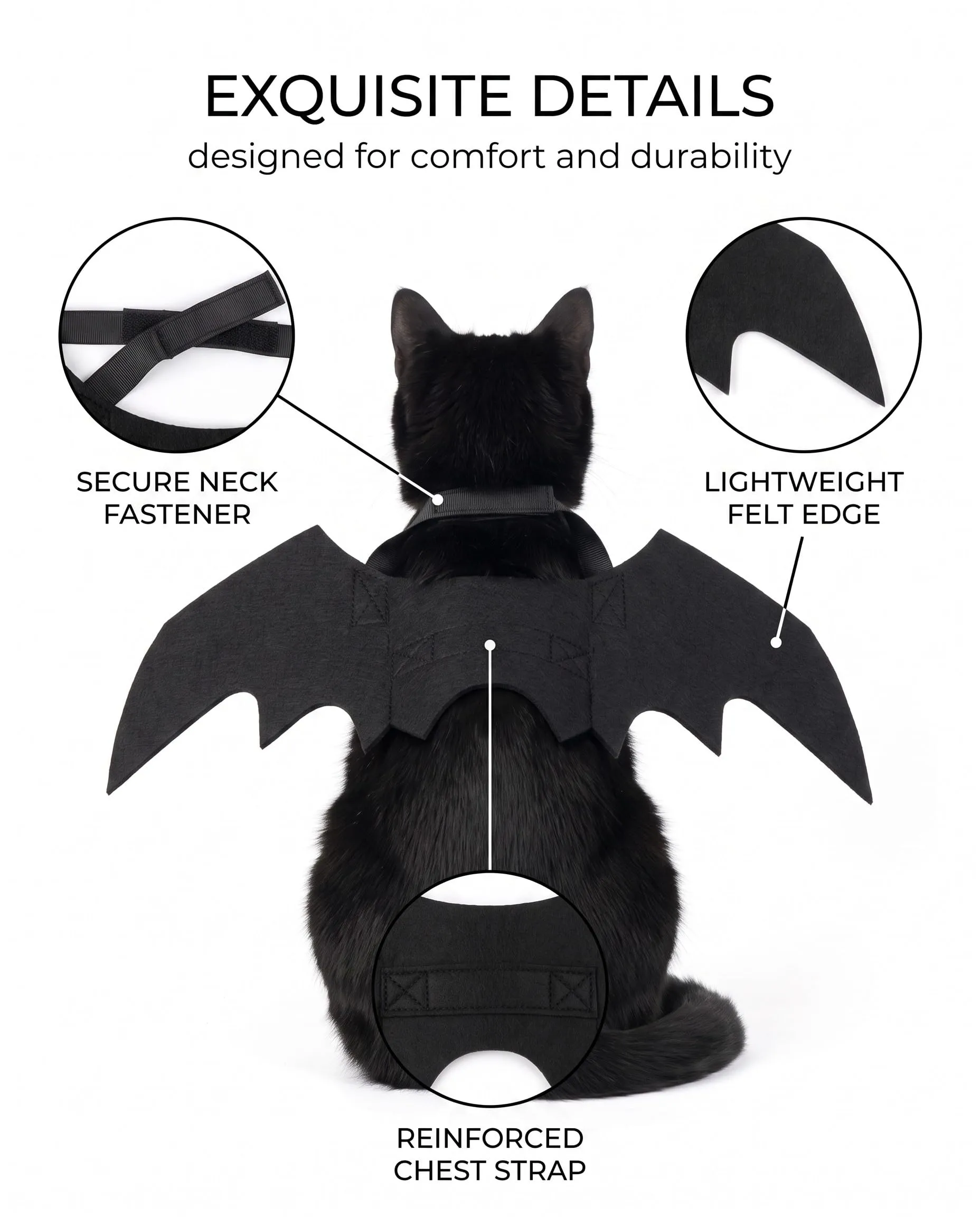 GBEDFO Costume da Pipistrello per Gatti e Piccoli Cani, Nero - immagine 8