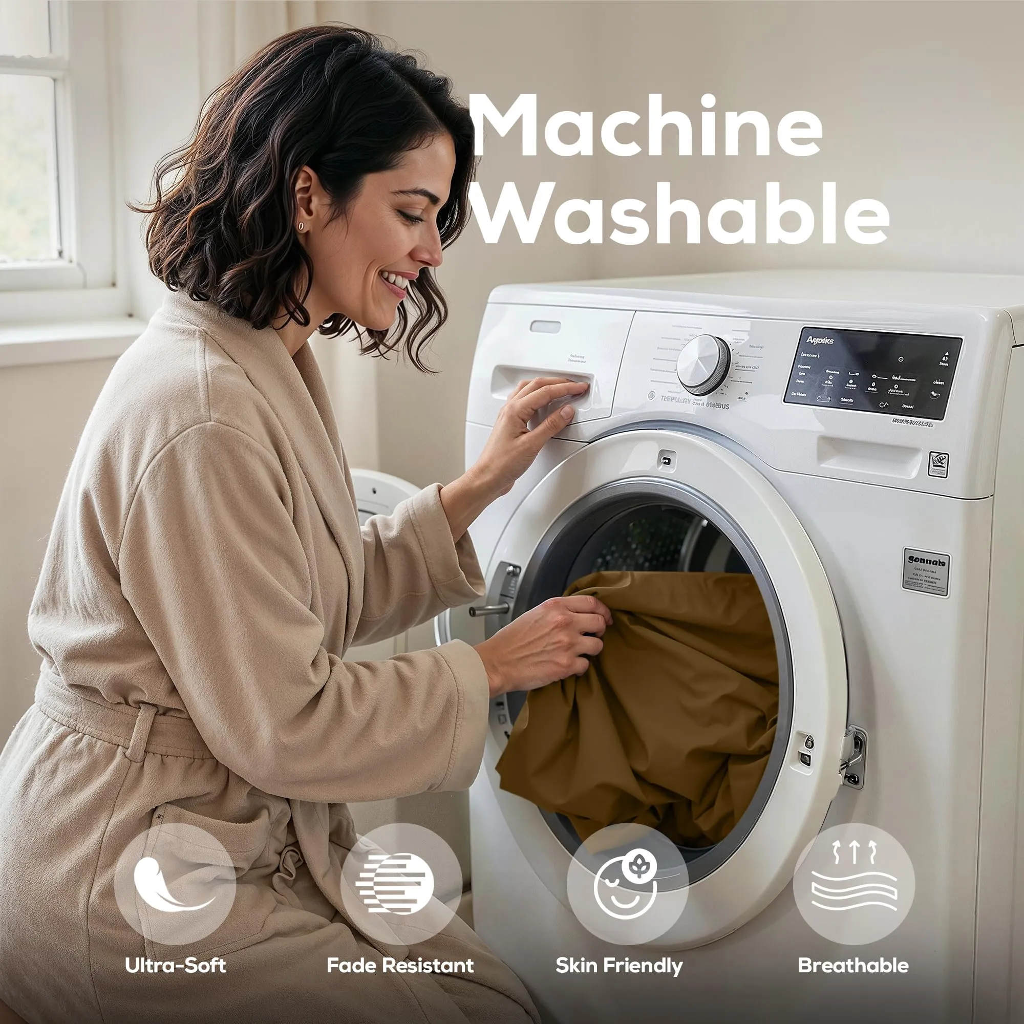 Utopia Bedding Set di lenzuola per letto singolo, 3 pezzi, microfibra, moka - immagine 6