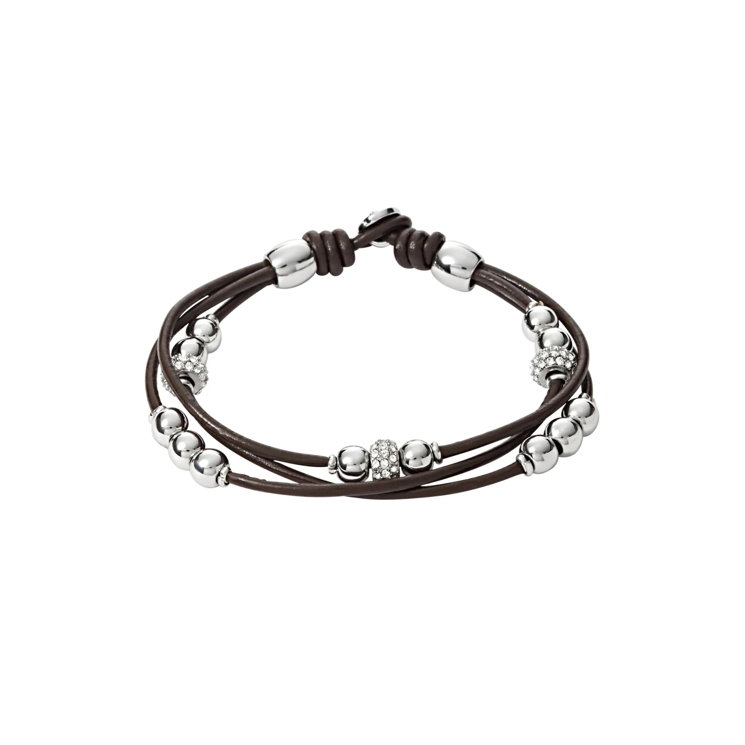 Fossil Bracciale da Donna in Vera Pelle e Acciaio Inossidabile, Marrone/Acciaio, 19 cm, JA6068040 - immagine 1