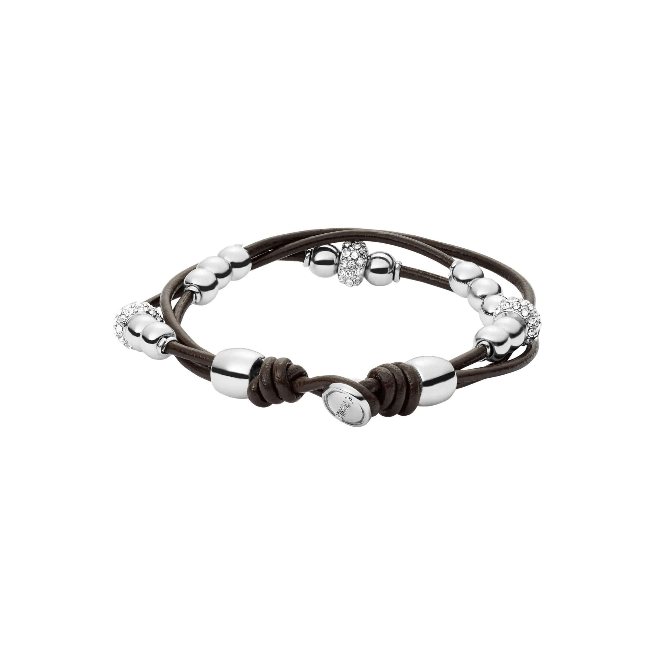 Fossil Bracciale da Donna in Vera Pelle e Acciaio Inossidabile, Marrone/Acciaio, 19 cm, JA6068040 - immagine 2