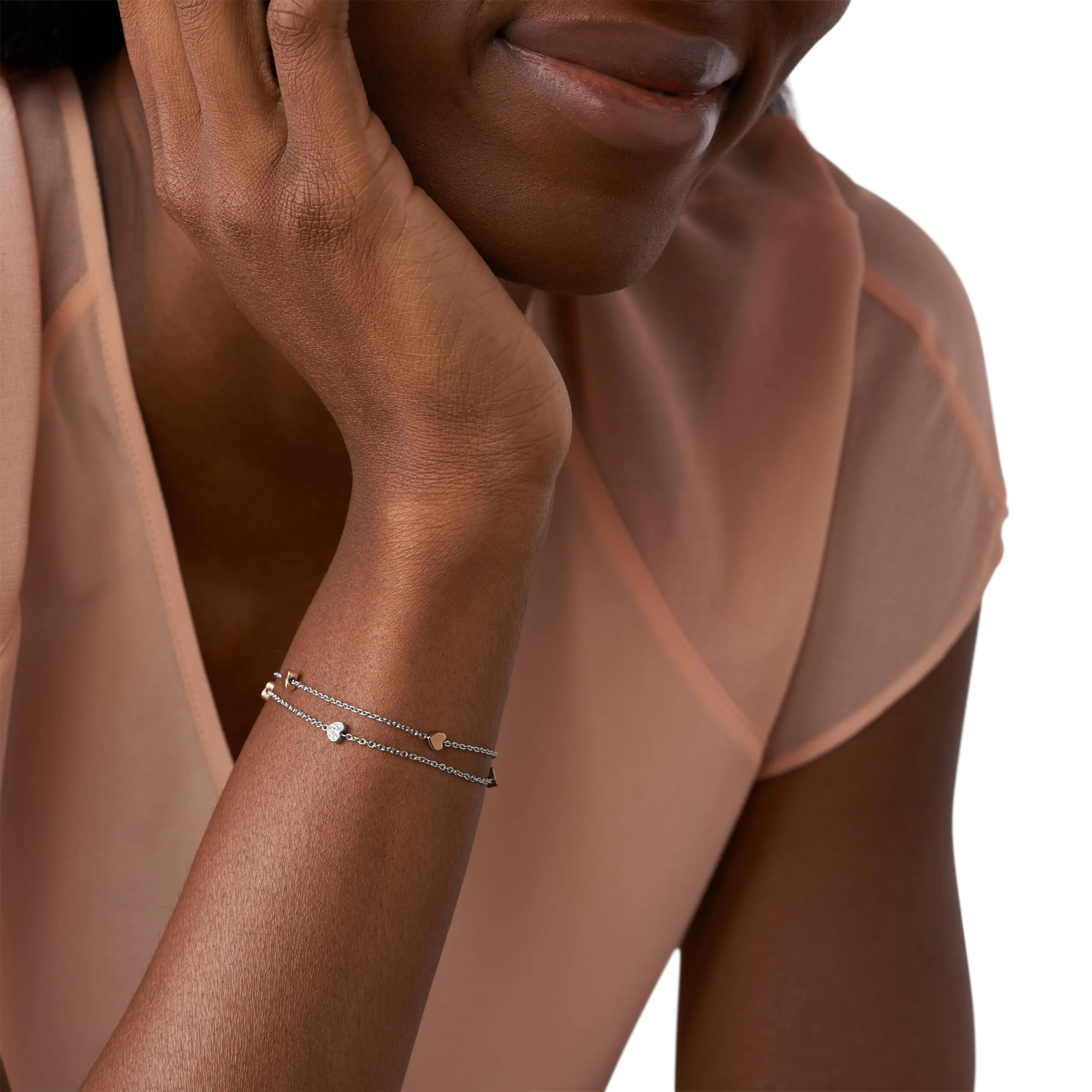 Fossil Bracciale a catena sottile da donna in acciaio inox, Tono argento rosa - immagine 2