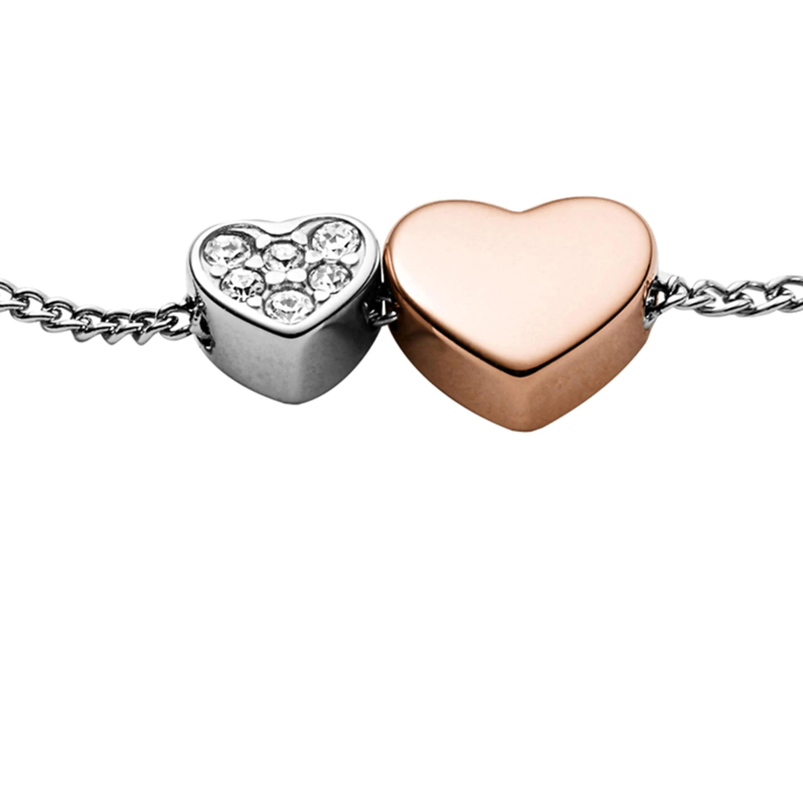 Fossil Bracciale a catena sottile da donna in acciaio inox, Tono argento rosa - immagine 3