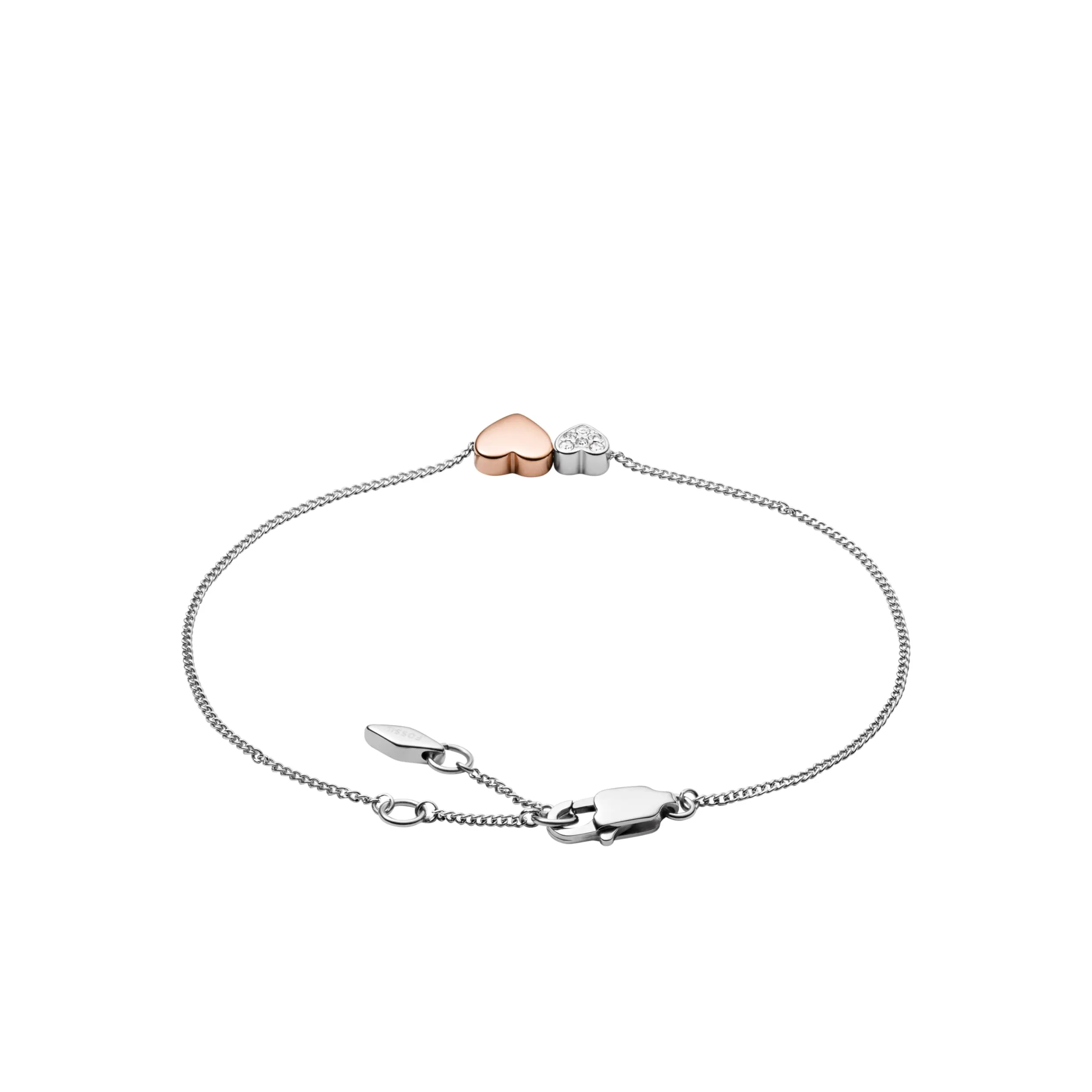 Fossil Bracciale a catena sottile da donna in acciaio inox, Tono argento rosa - immagine 4
