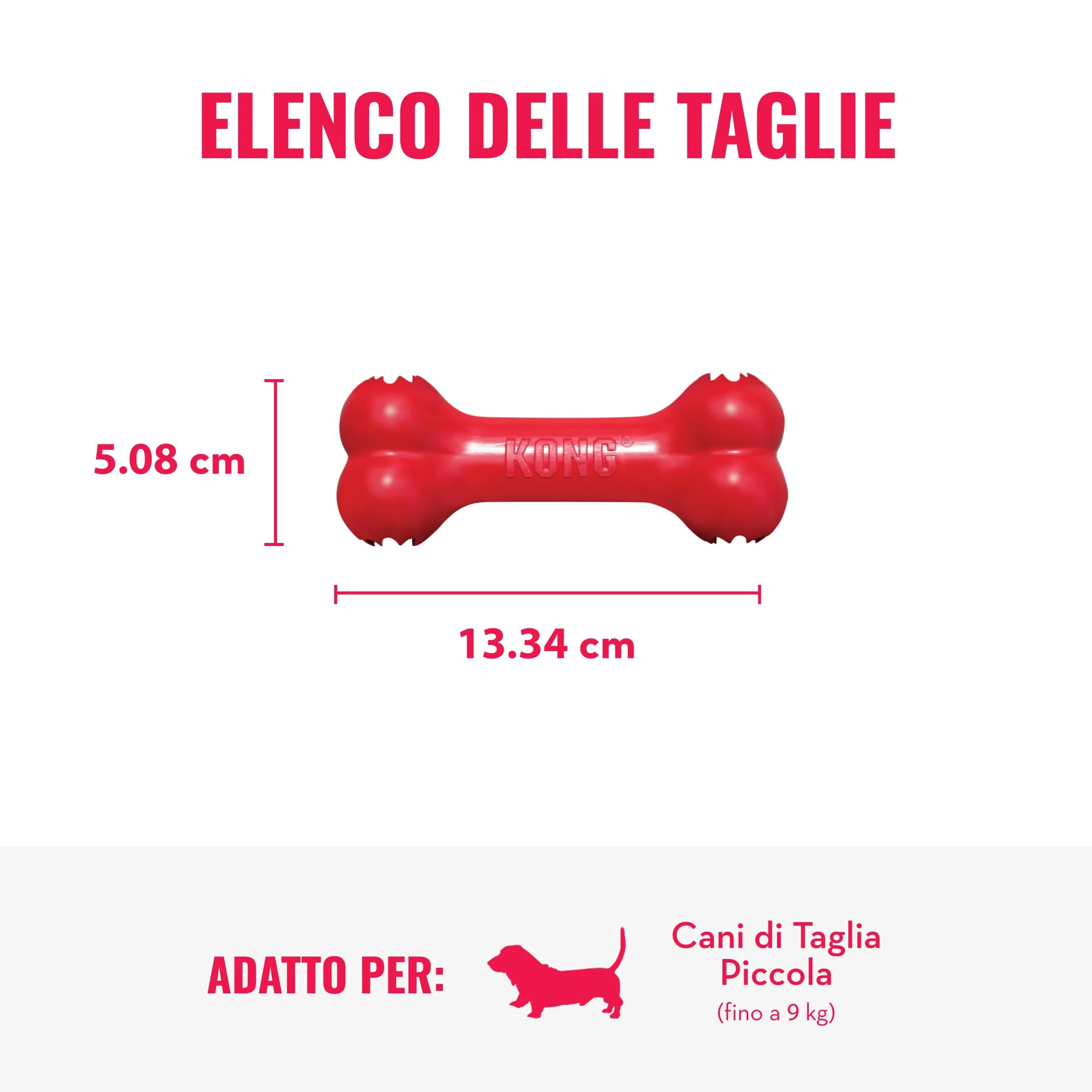 KONG Goodie Bone Osso Classico in Gomma Naturale, Rosso, Taglia Piccola - immagine 4