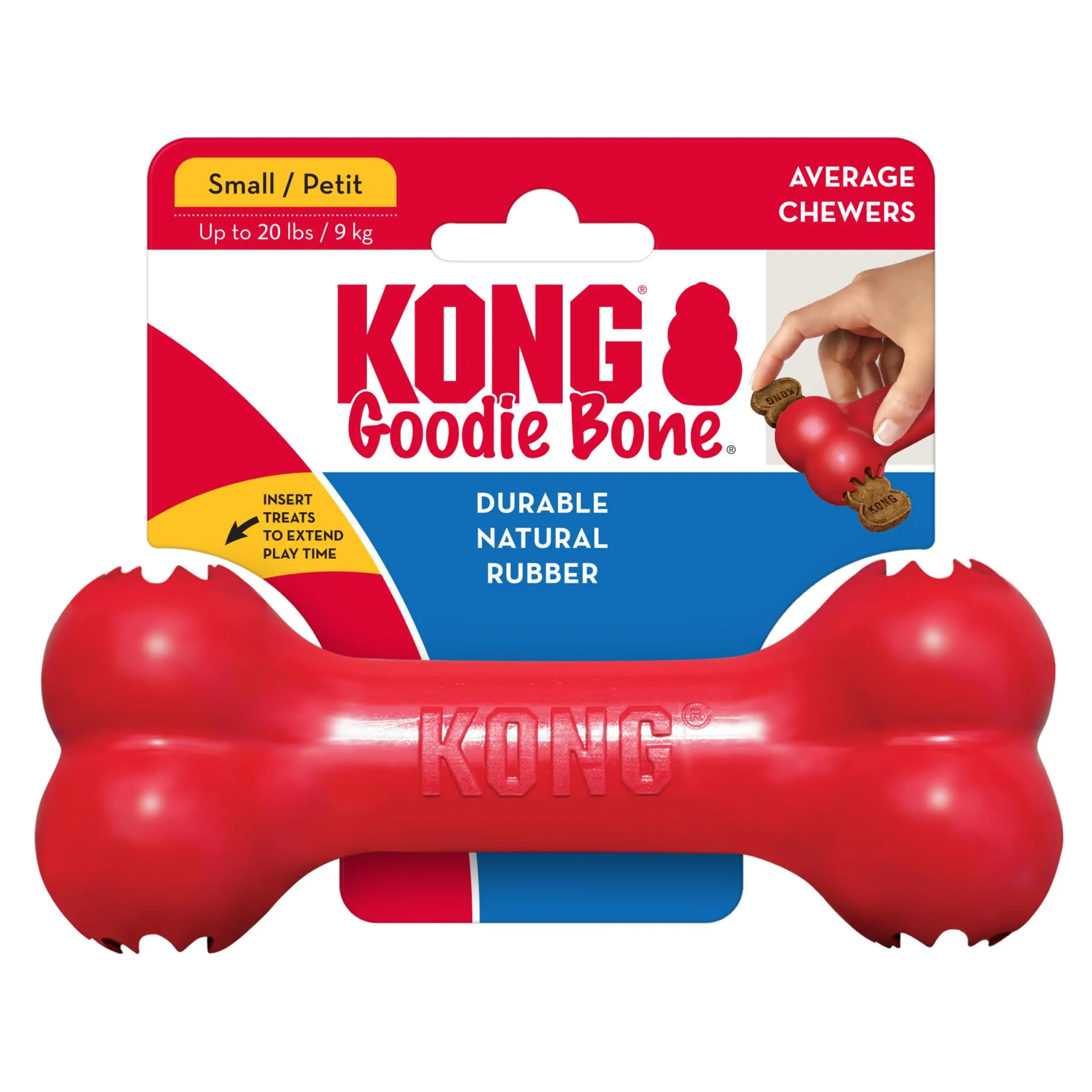 KONG Goodie Bone Osso Classico in Gomma Naturale, Rosso, Taglia Piccola - immagine 8