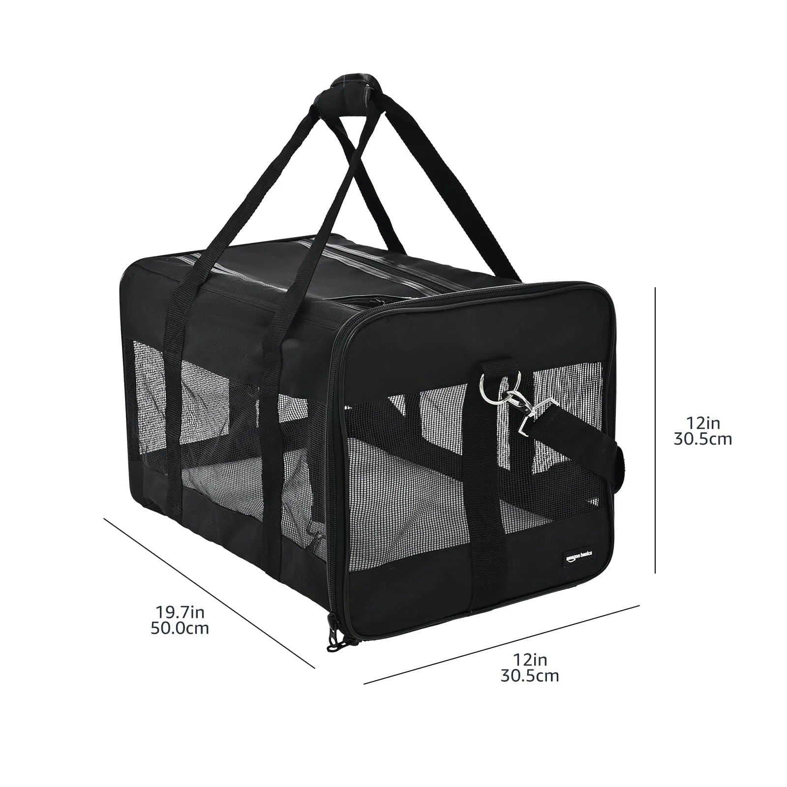 Amazon Basics Trasportino Morbido per Cani e Gatti, Grande, Nero, 50 x 26 x 28 cm - immagine 3