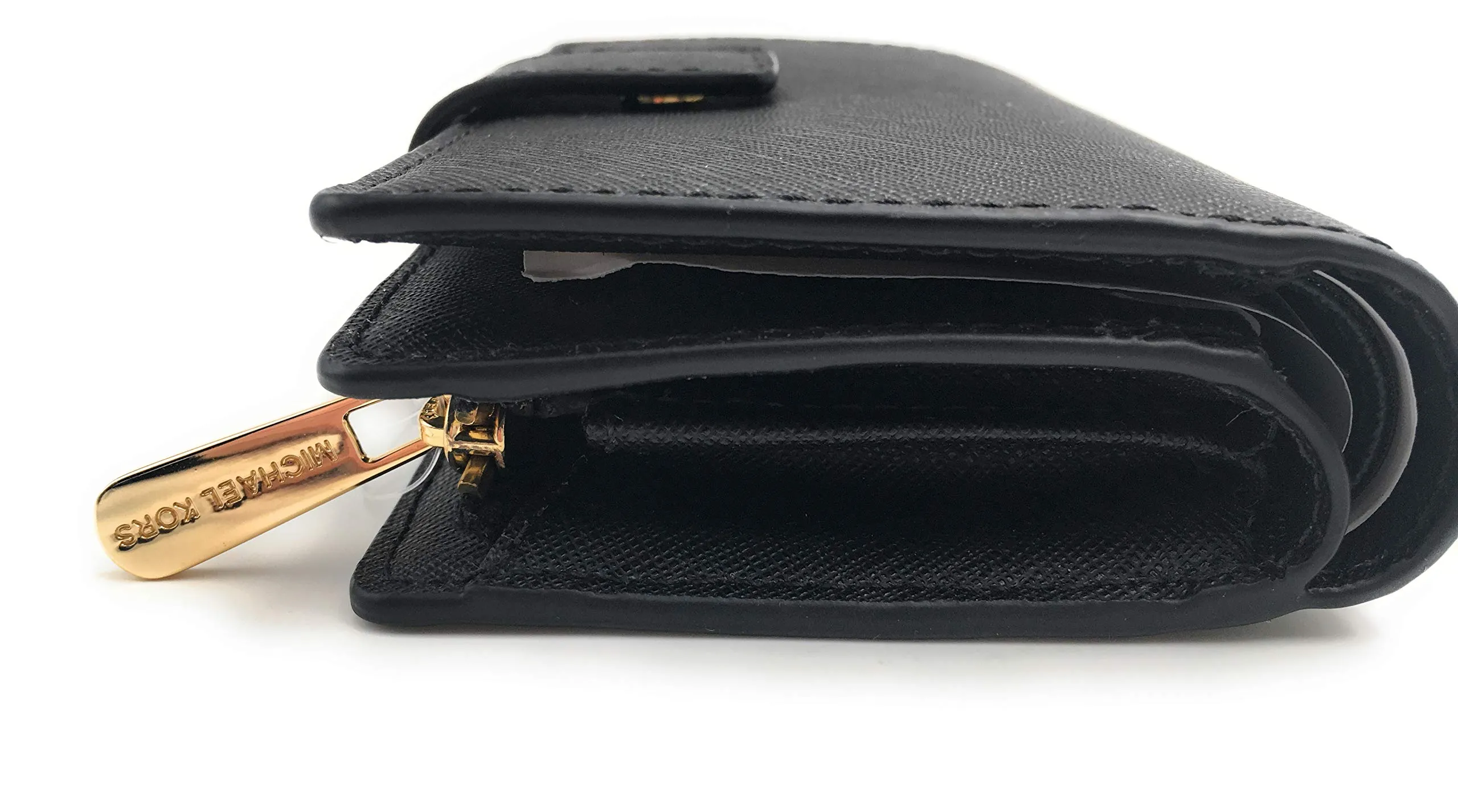 Michael Kors Jet Set Viaggio Saffiano Leather Bifold Zip Coin Wallet, Black, Medium - immagine 3