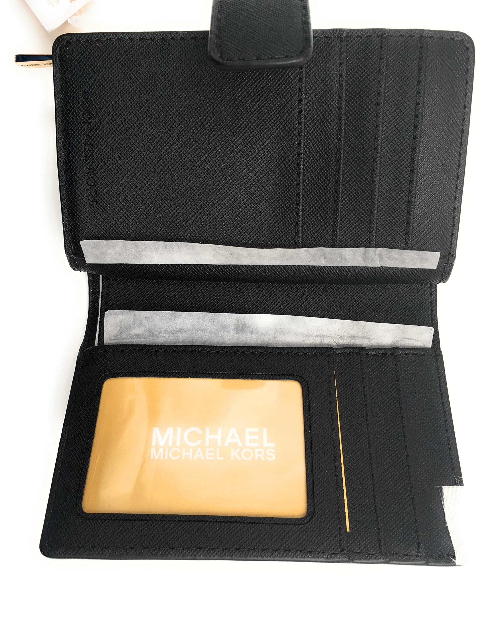 Michael Kors Jet Set Viaggio Saffiano Leather Bifold Zip Coin Wallet, Black, Medium - immagine 4