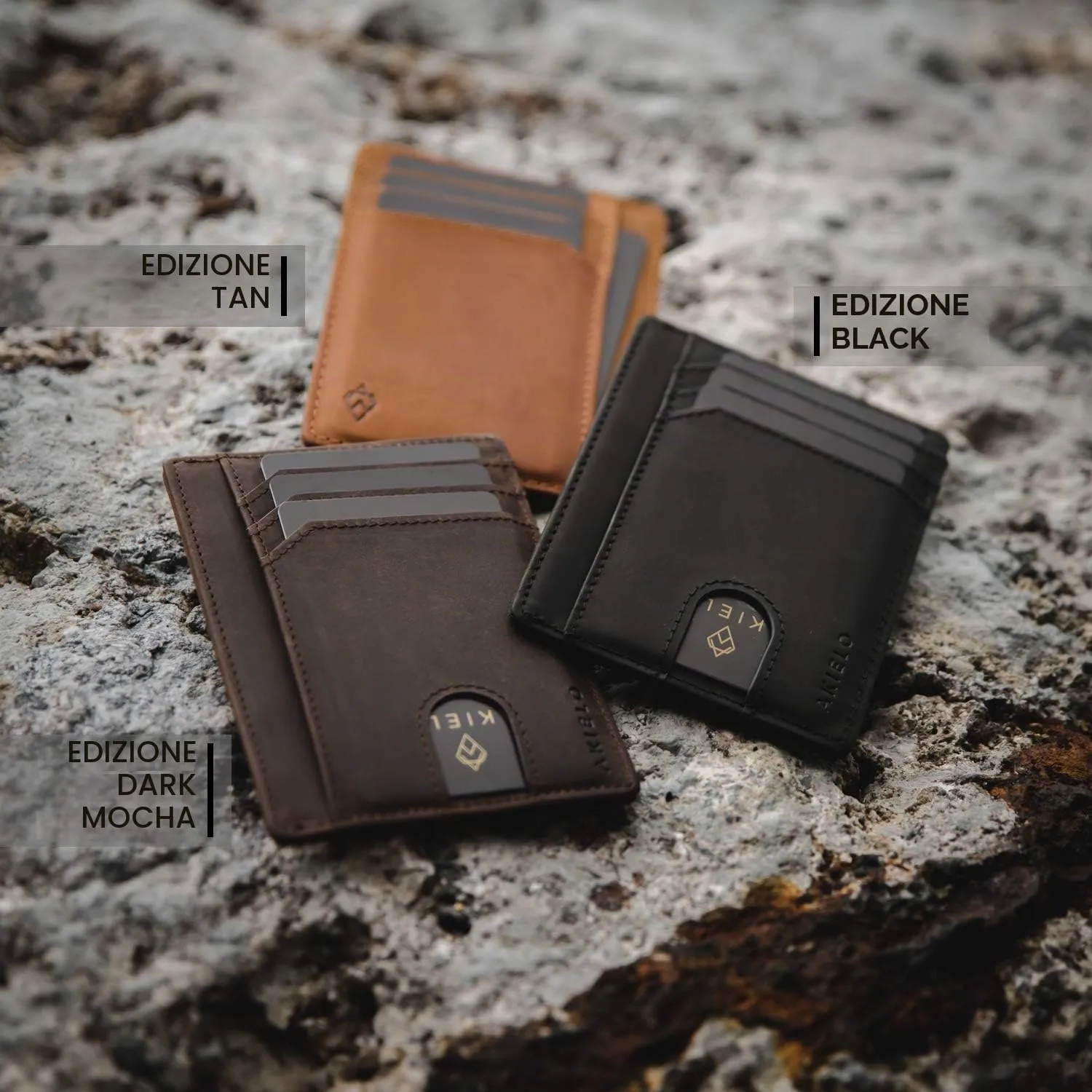 AKIELO Bravo Porta Carte di Credito RFID Portafoglio Slim Minimalista - Edizione Nera - immagine 7