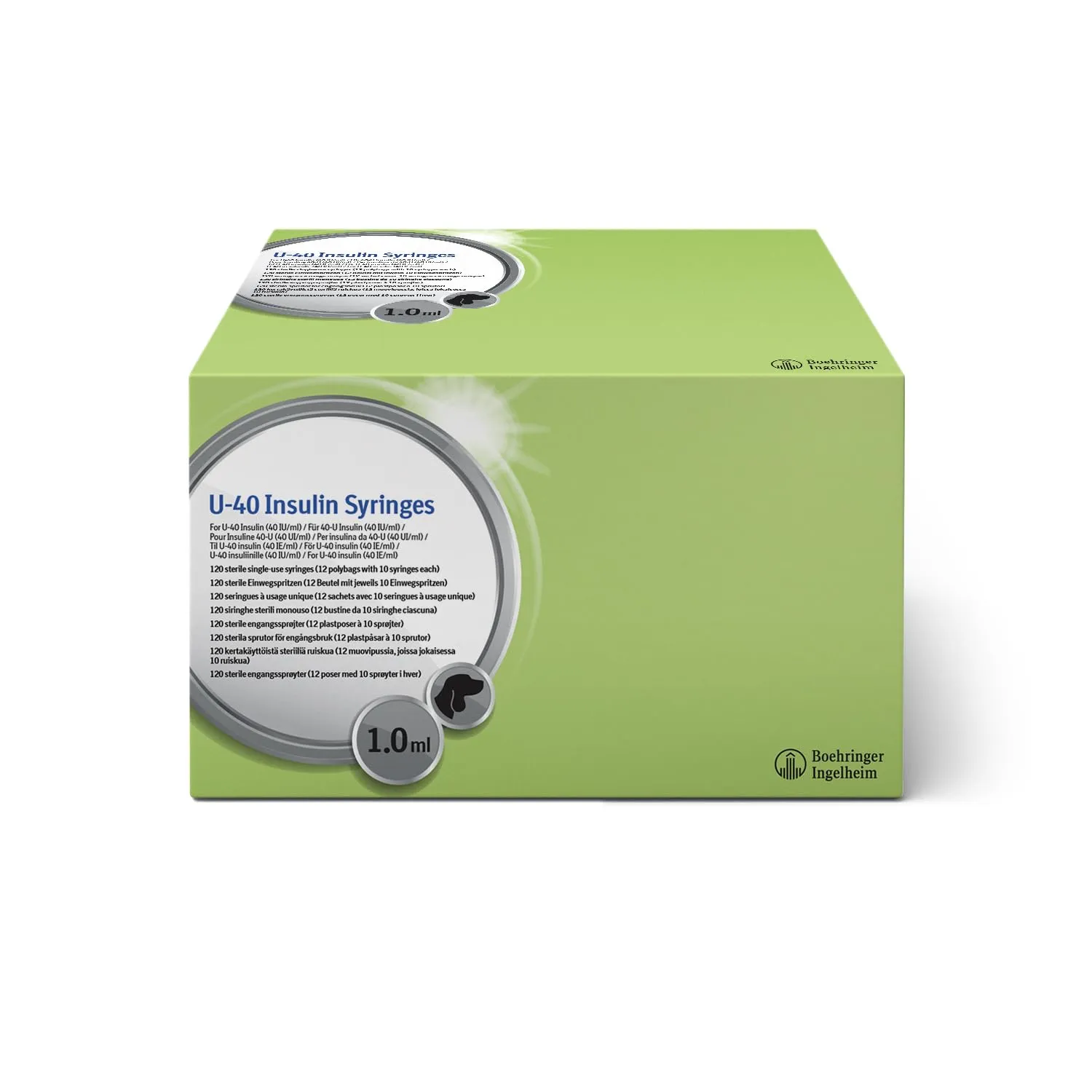 Boehringer Ingelheim Siringhe Sterili Monouso per Insulina Cani e Gatti, 1ml, 40 UI/ml, 120 Pezzi - immagine 1