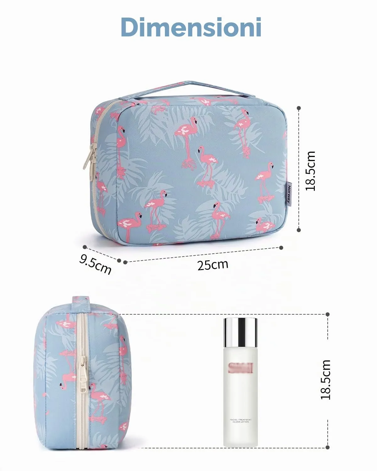 Narwey Beauty Case da Viaggio da Appendere, Borsa da Toilette e Trousse Trucchi (Flamingo) - immagine 6