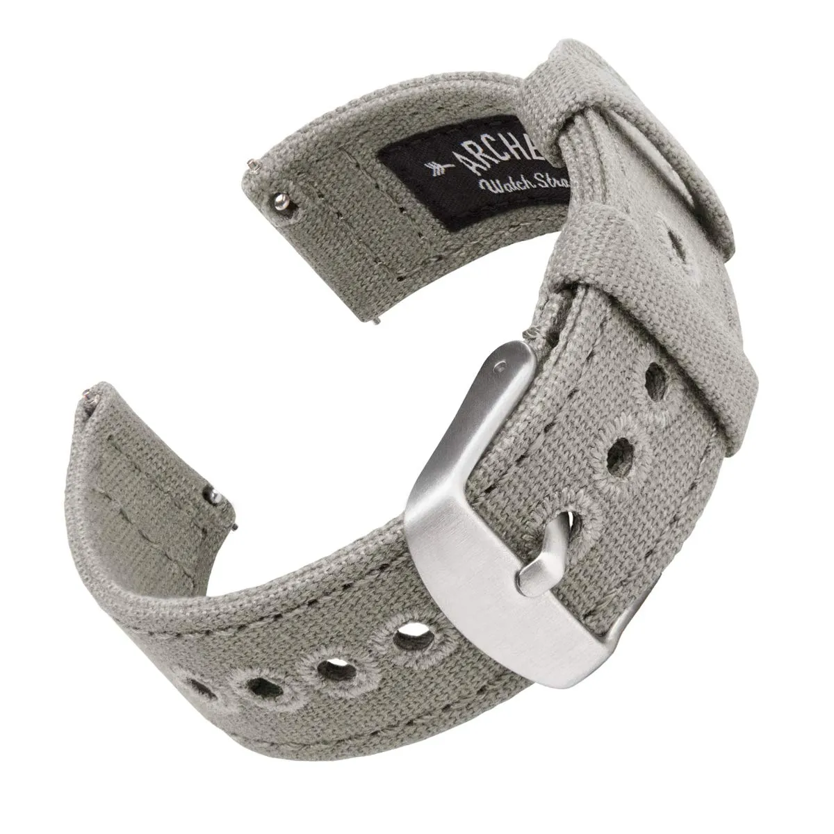 Archer Watch Straps Cinturini per Orologio in Tela a Sgancio Rapido, Grigio Cenere, 18mm - immagine 1