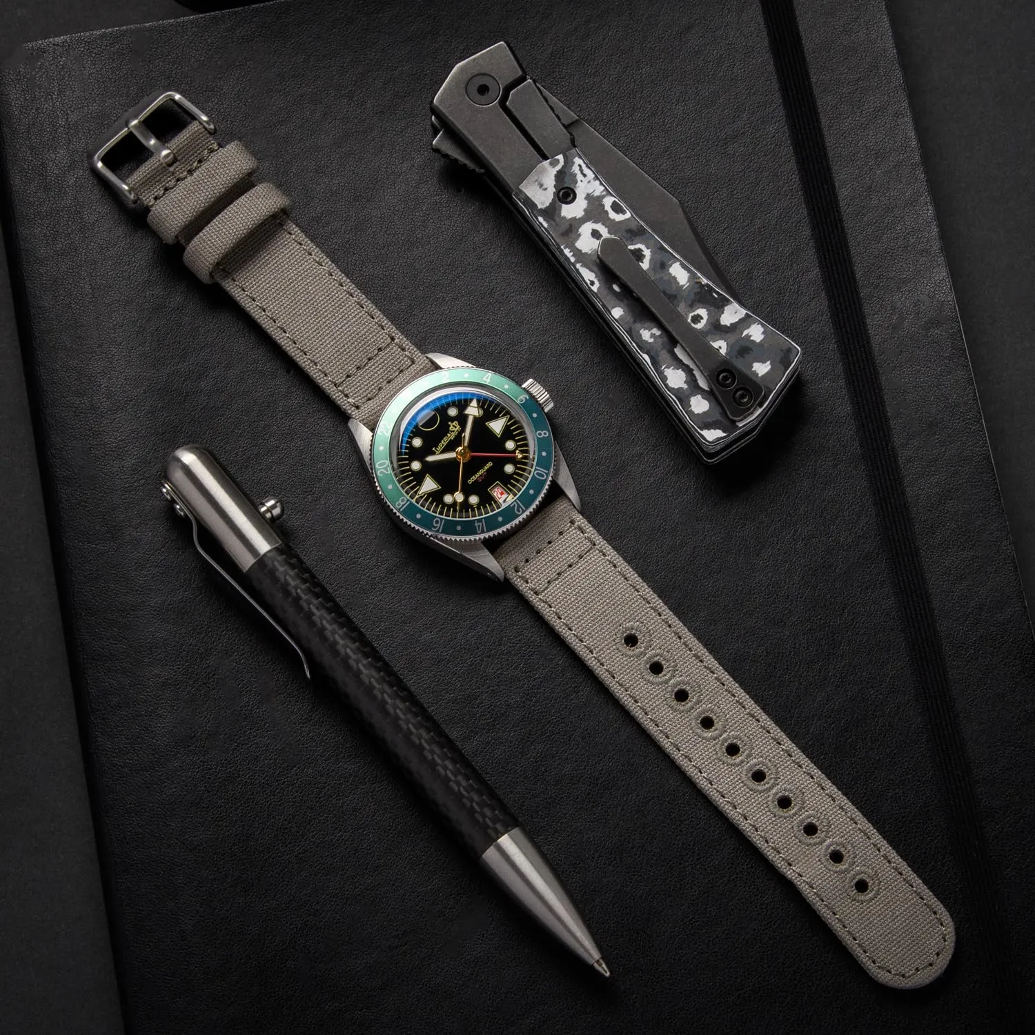 Archer Watch Straps Cinturini per Orologio in Tela a Sgancio Rapido, Grigio Cenere, 18mm - immagine 2
