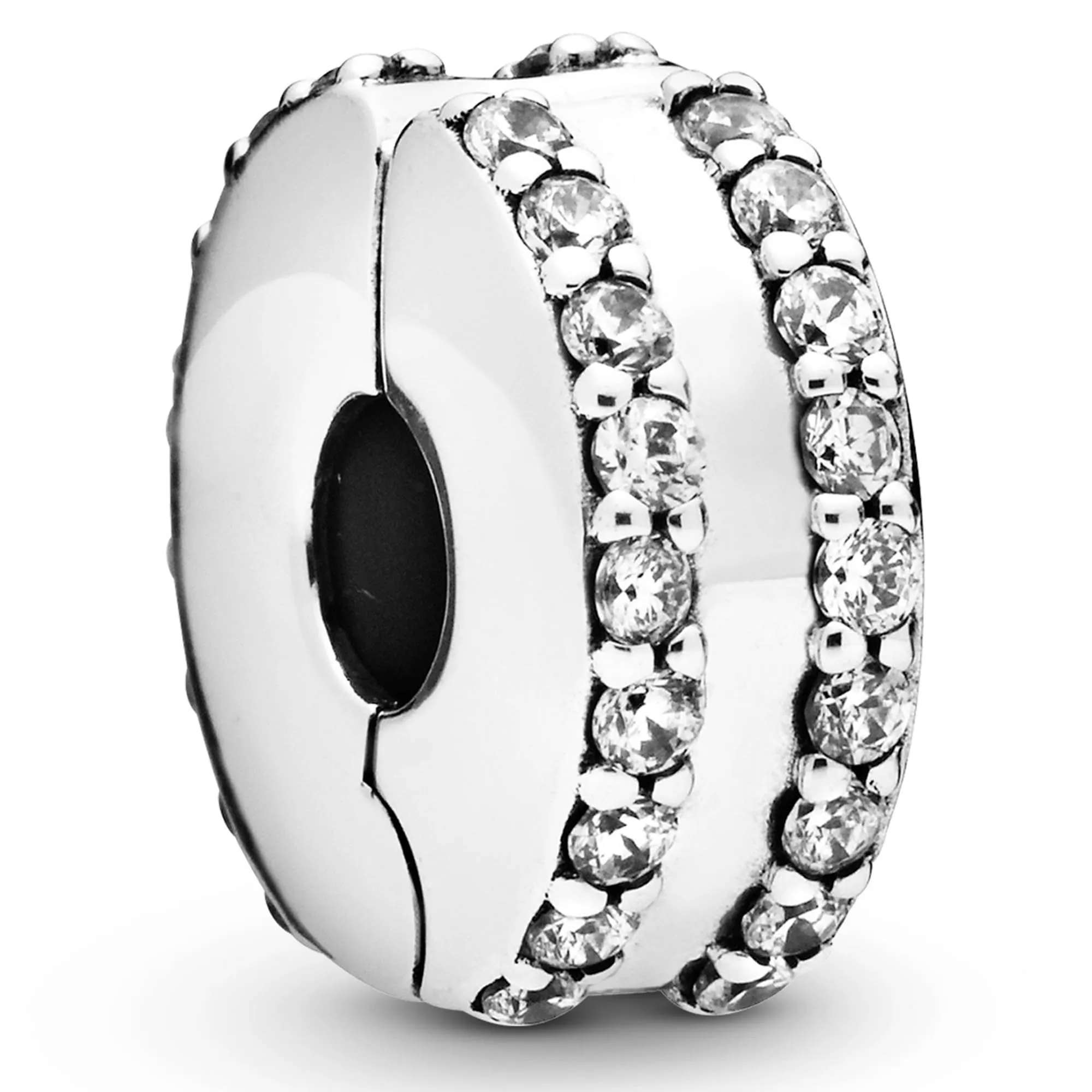 Pandora Timeless Clip in Argento Sterling con Zirconia Cubica e Silicone - immagine 2