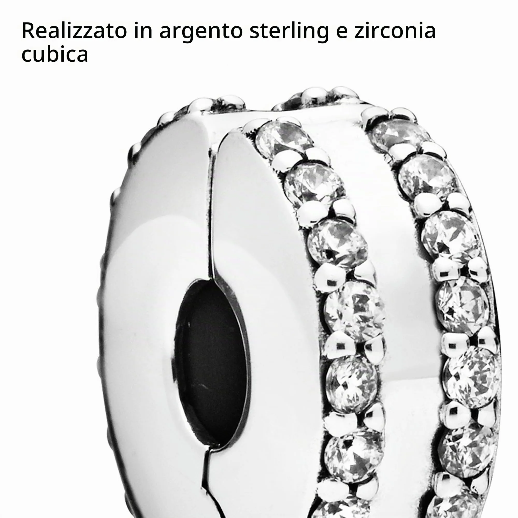 Pandora Timeless Clip in Argento Sterling con Zirconia Cubica e Silicone - immagine 5