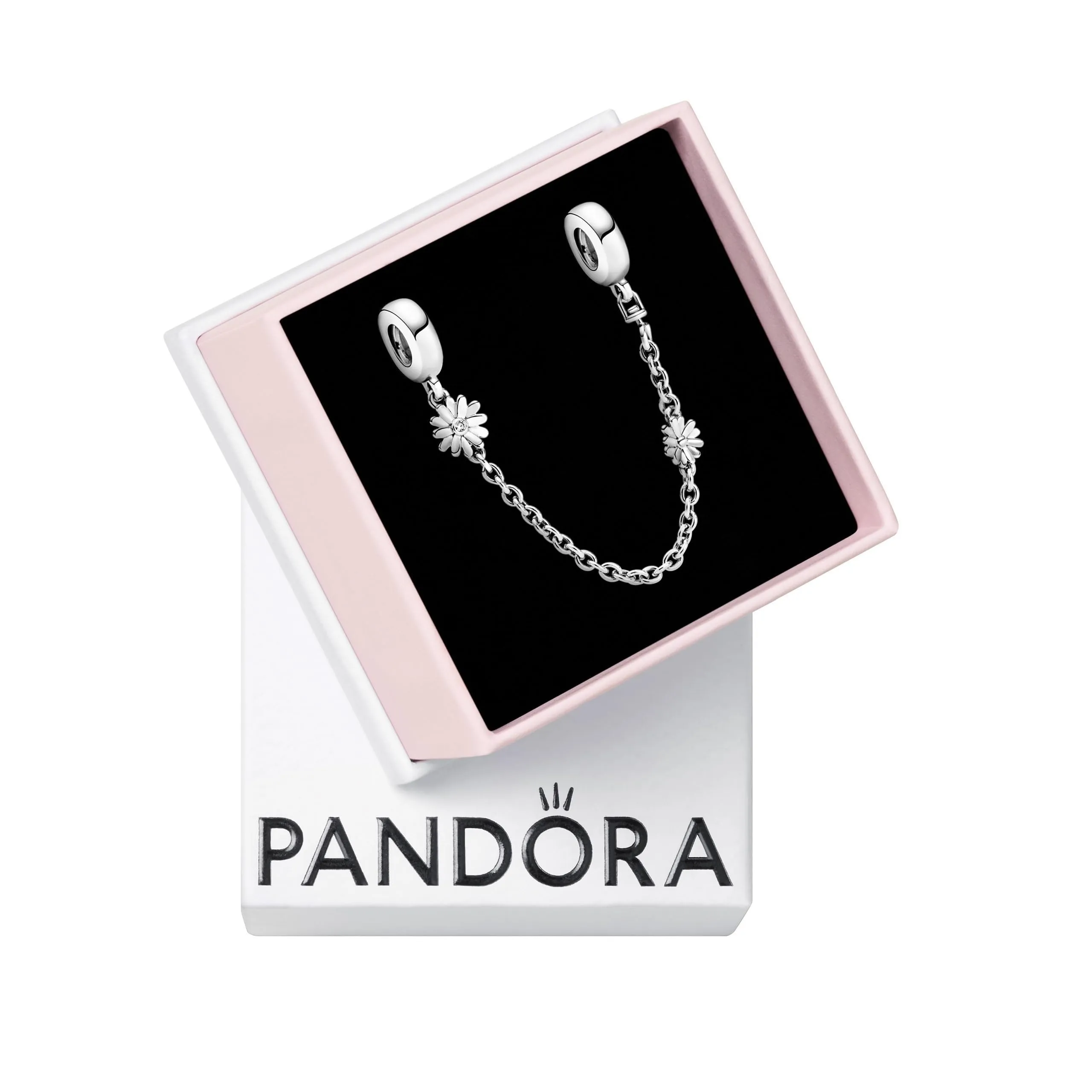 Pandora Catenina di sicurezza con margherita in argento sterling e zirconi cubici trasparenti - immagine 1