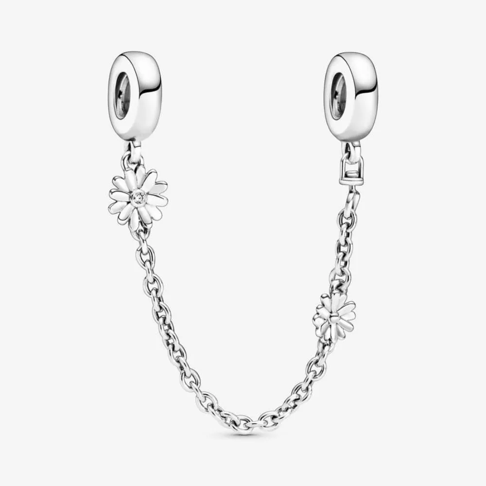 Pandora Catenina di sicurezza con margherita in argento sterling e zirconi cubici trasparenti - immagine 2